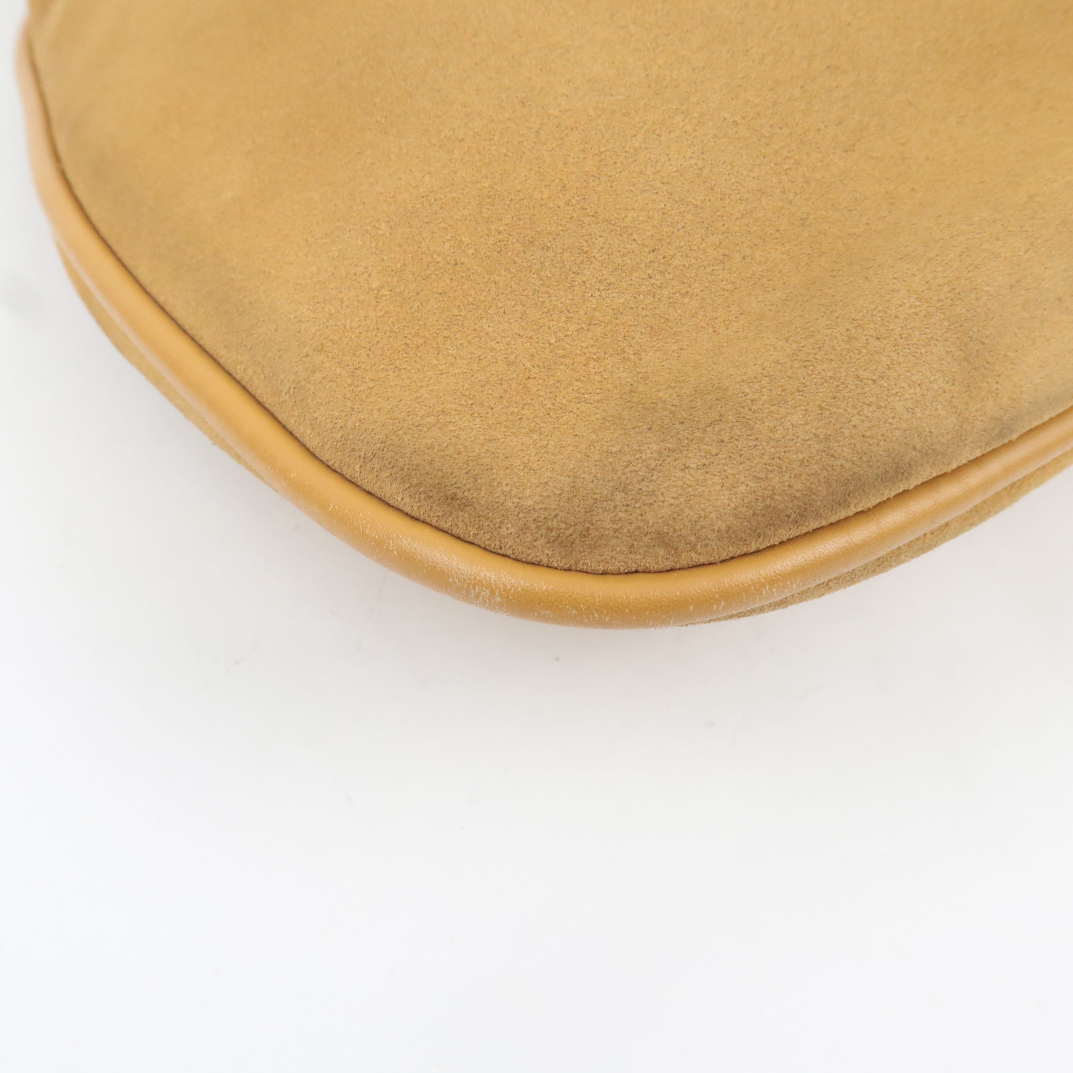 GUCCI Drawstring One Shoulder Bag Suede Leather Light Brown 001.4030 *Dust bag