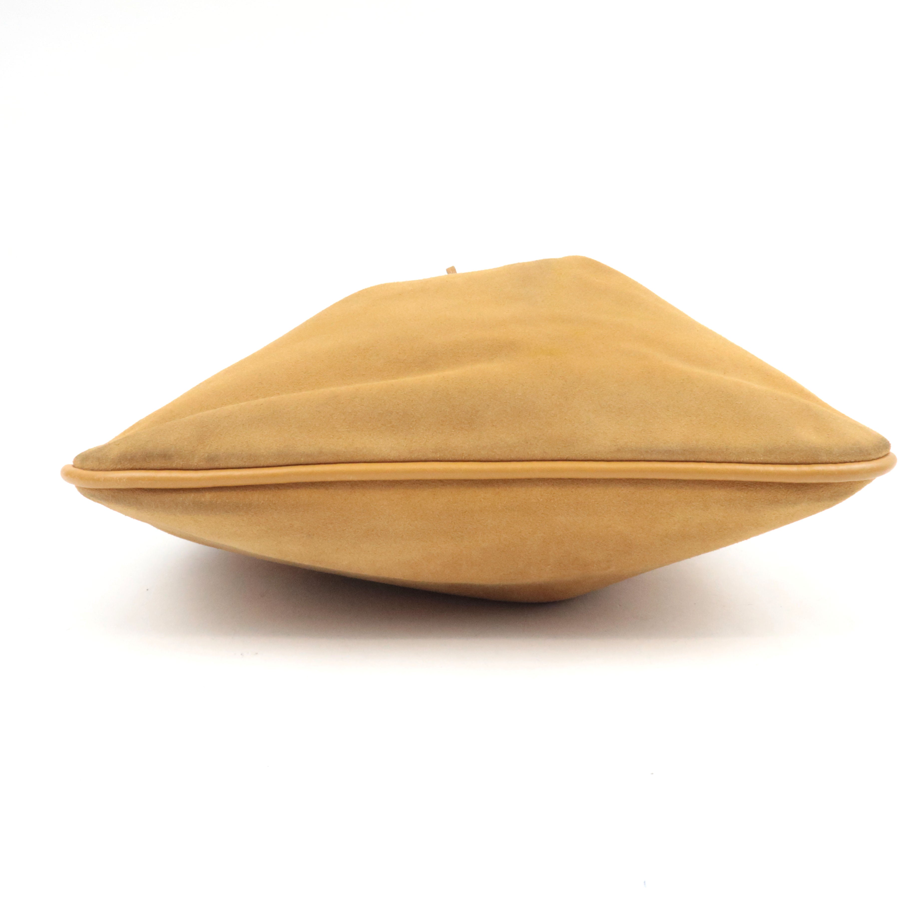 GUCCI Drawstring One Shoulder Bag Suede Leather Light Brown 001.4030 *Dust bag