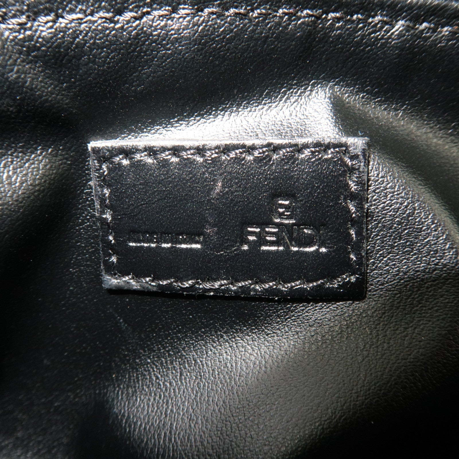 FENDI Zucca Small Cosmetic Pouch Canvas Leather Black 7N0037 *Dust bag