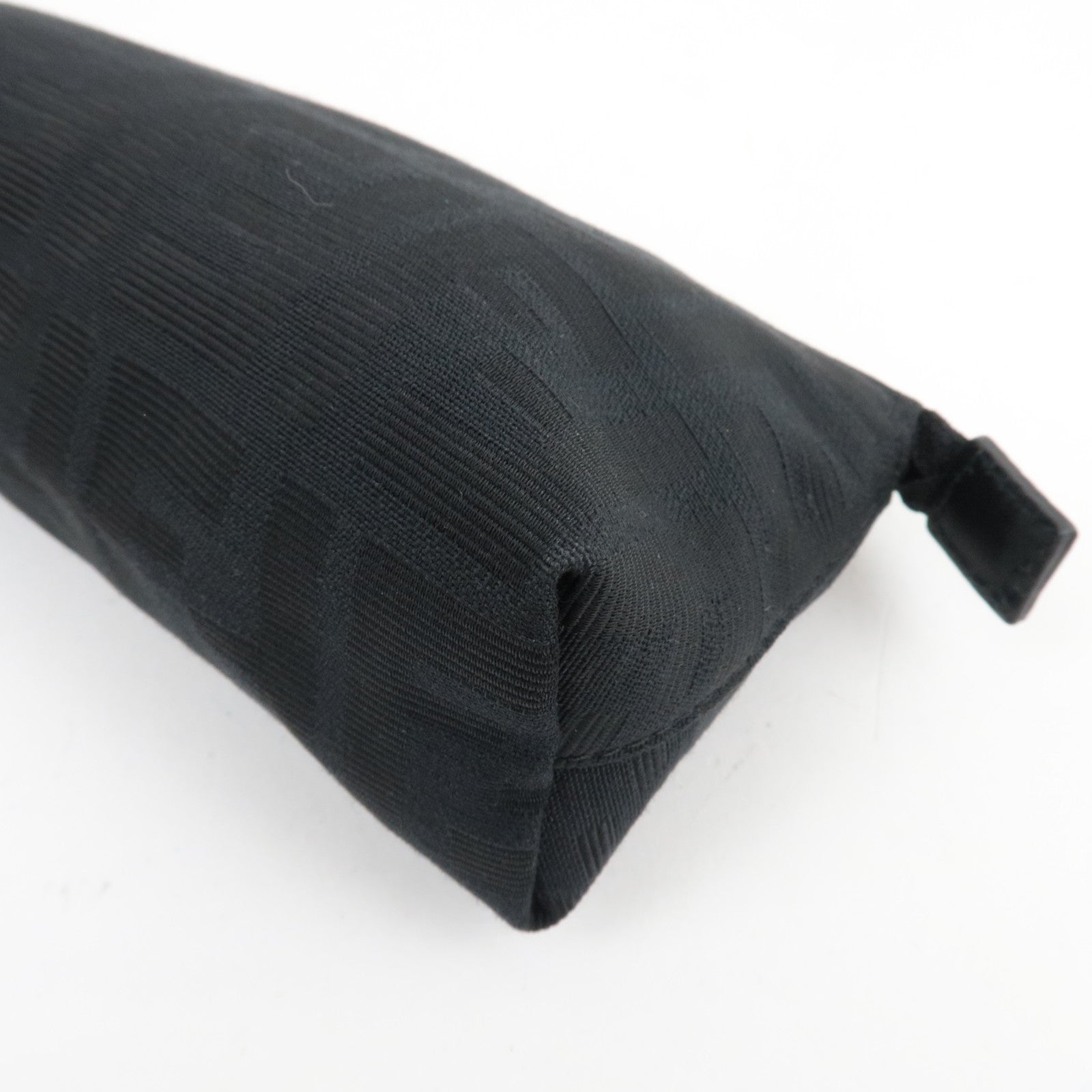 FENDI Zucca Small Cosmetic Pouch Canvas Leather Black 7N0037 *Dust bag