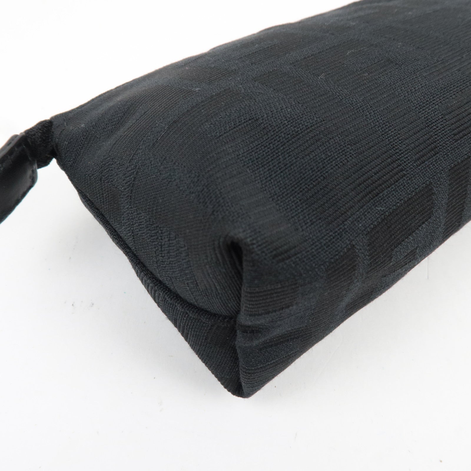 FENDI Zucca Small Cosmetic Pouch Canvas Leather Black 7N0037 *Dust bag