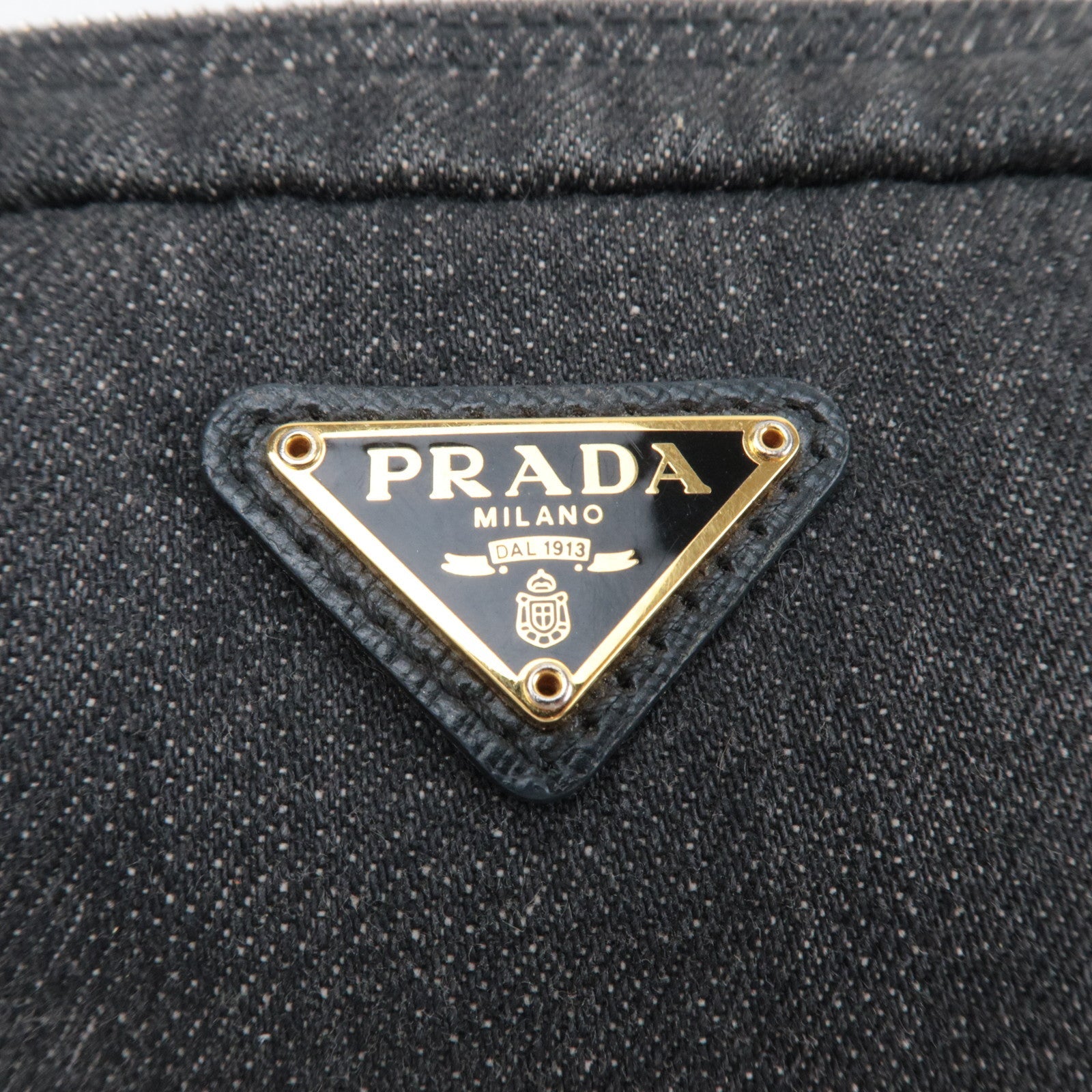 PRADA Logo Cosmetic Pouch Denim Black 1N0021 *G card