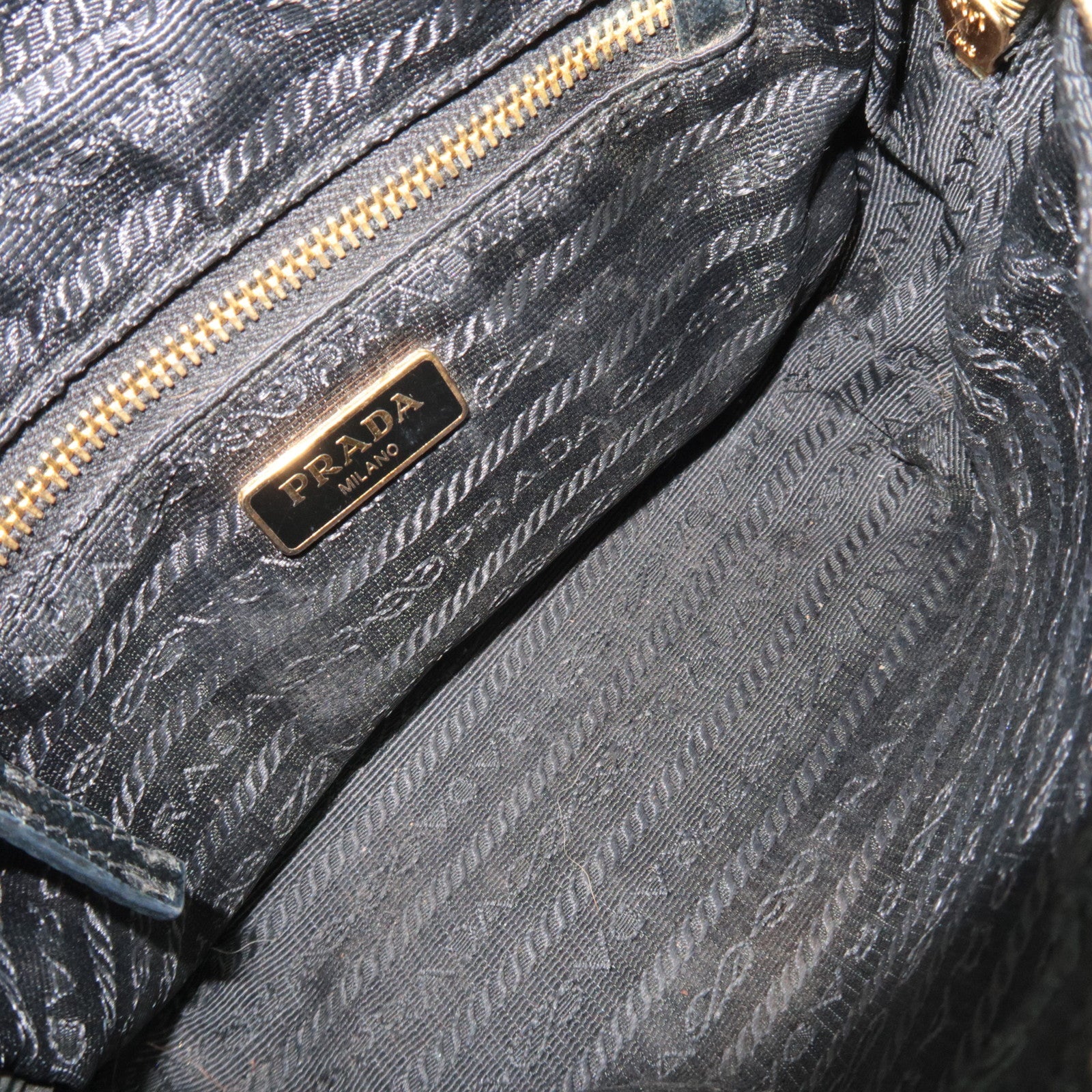 PRADA Logo Cosmetic Pouch Denim Black 1N0021 *G card