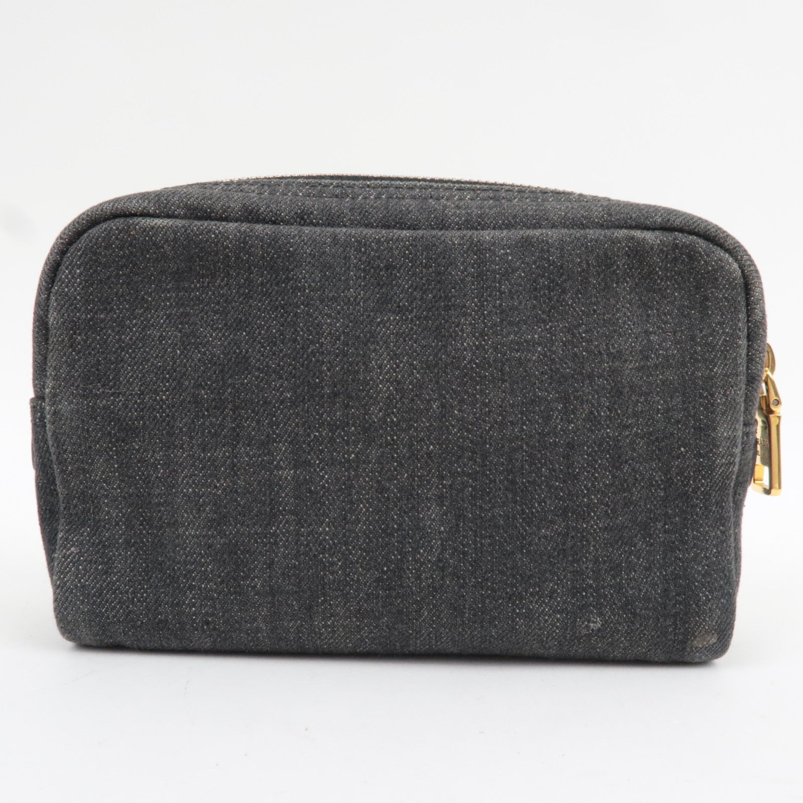 PRADA Logo Cosmetic Pouch Denim Black 1N0021 *G card