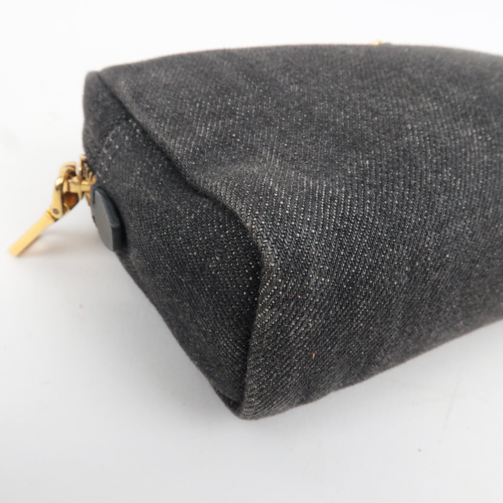 PRADA Logo Cosmetic Pouch Denim Black 1N0021 *G card