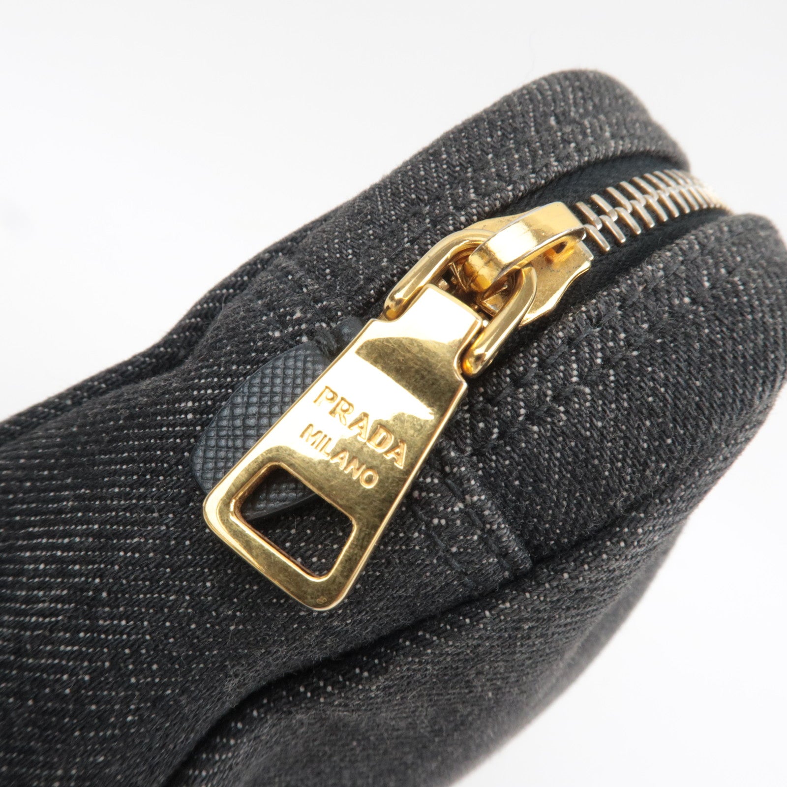 PRADA Logo Cosmetic Pouch Denim Black 1N0021 *G card