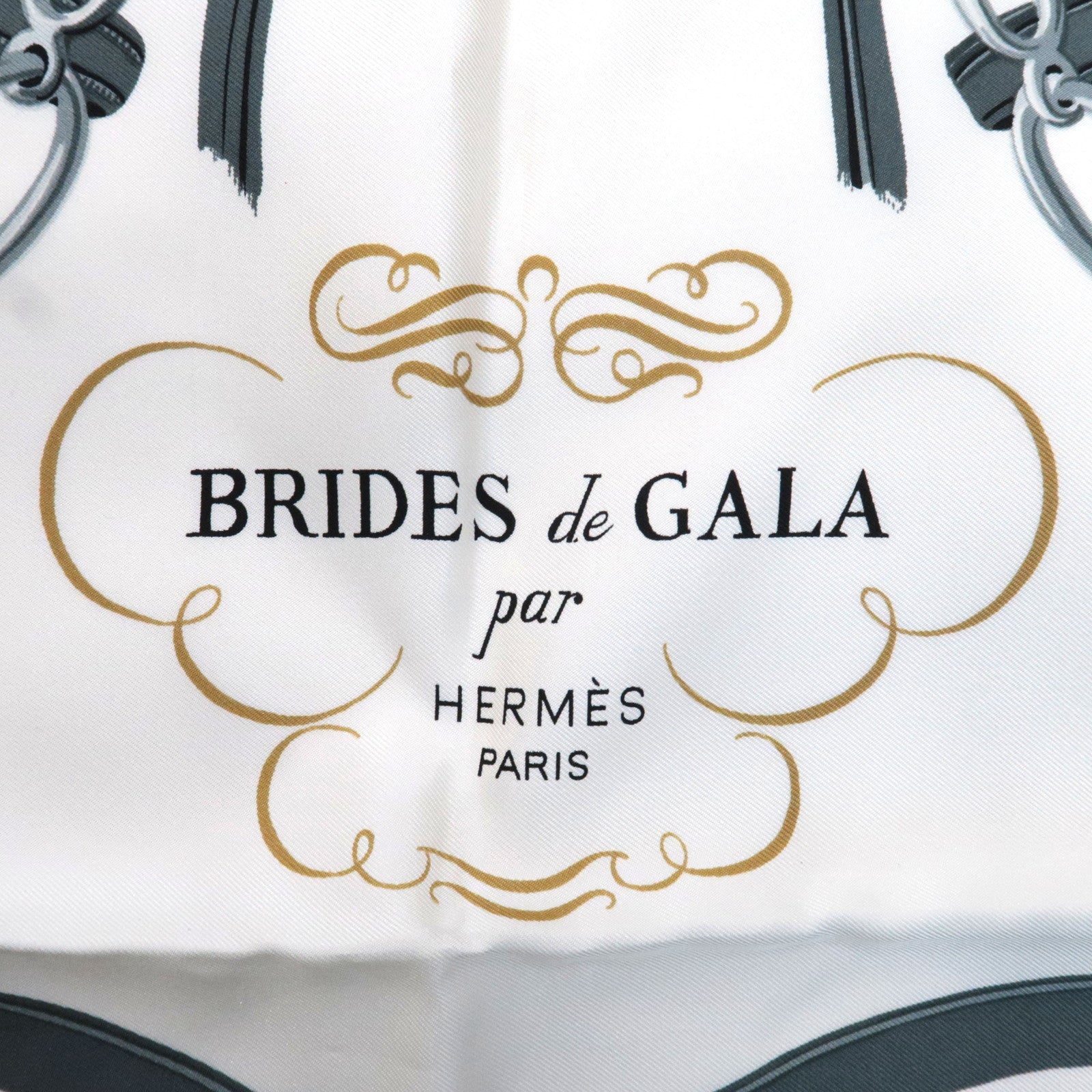 HERMES Carre 90 Scarf BRIDES de GALA 100% Silk Blue White