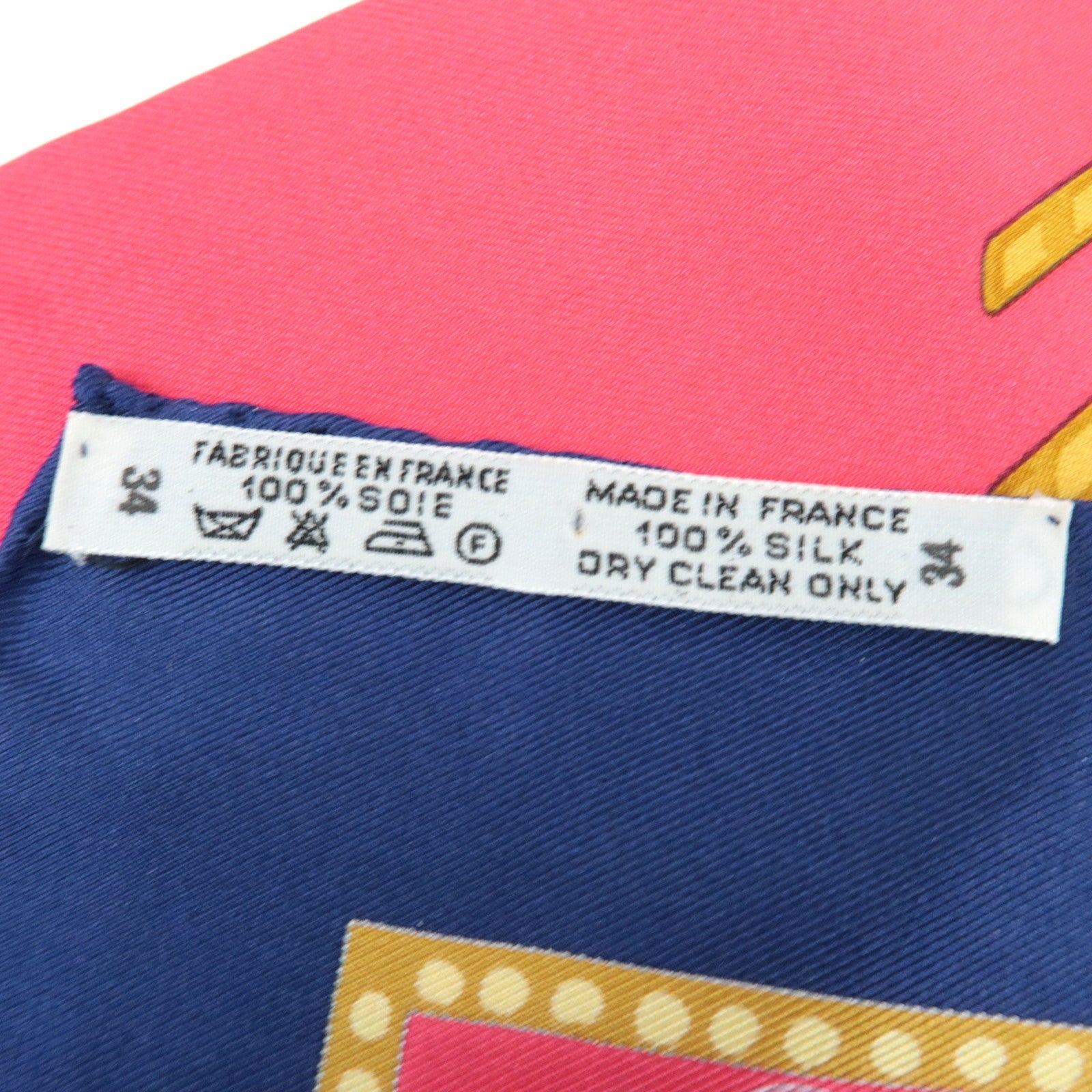 HERMES Carre 90 Scarf Les Bissone De Venise 100% Silk Red Navy