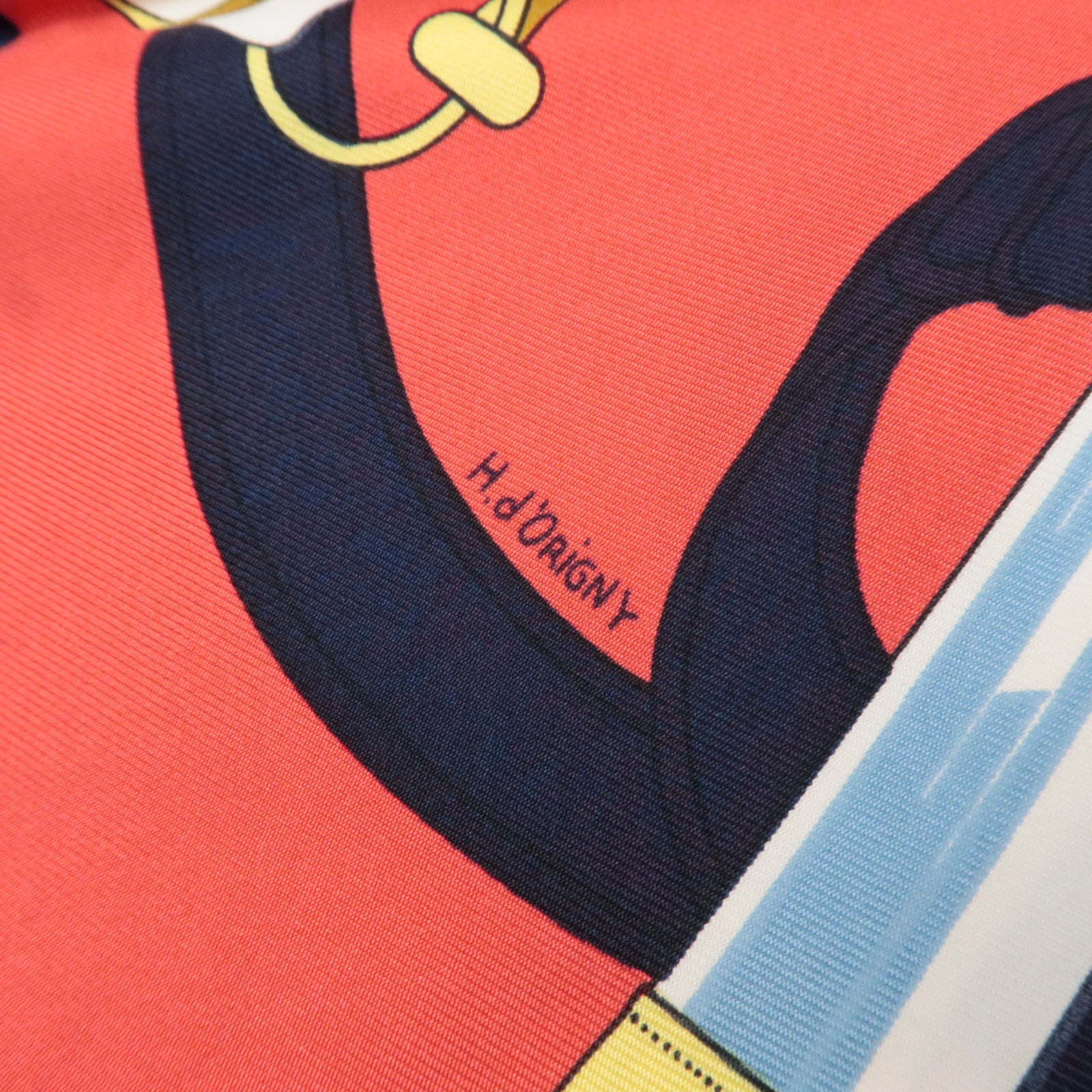 HERMES Carre 90 Scarf Eperon d'or 100% Silk *Red Navy