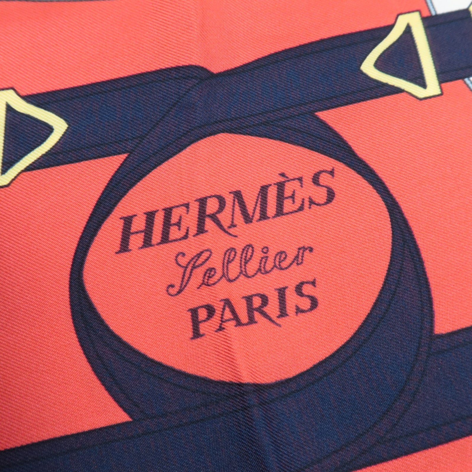 HERMES Carre 90 Scarf Eperon d'or 100% Silk *Red Navy