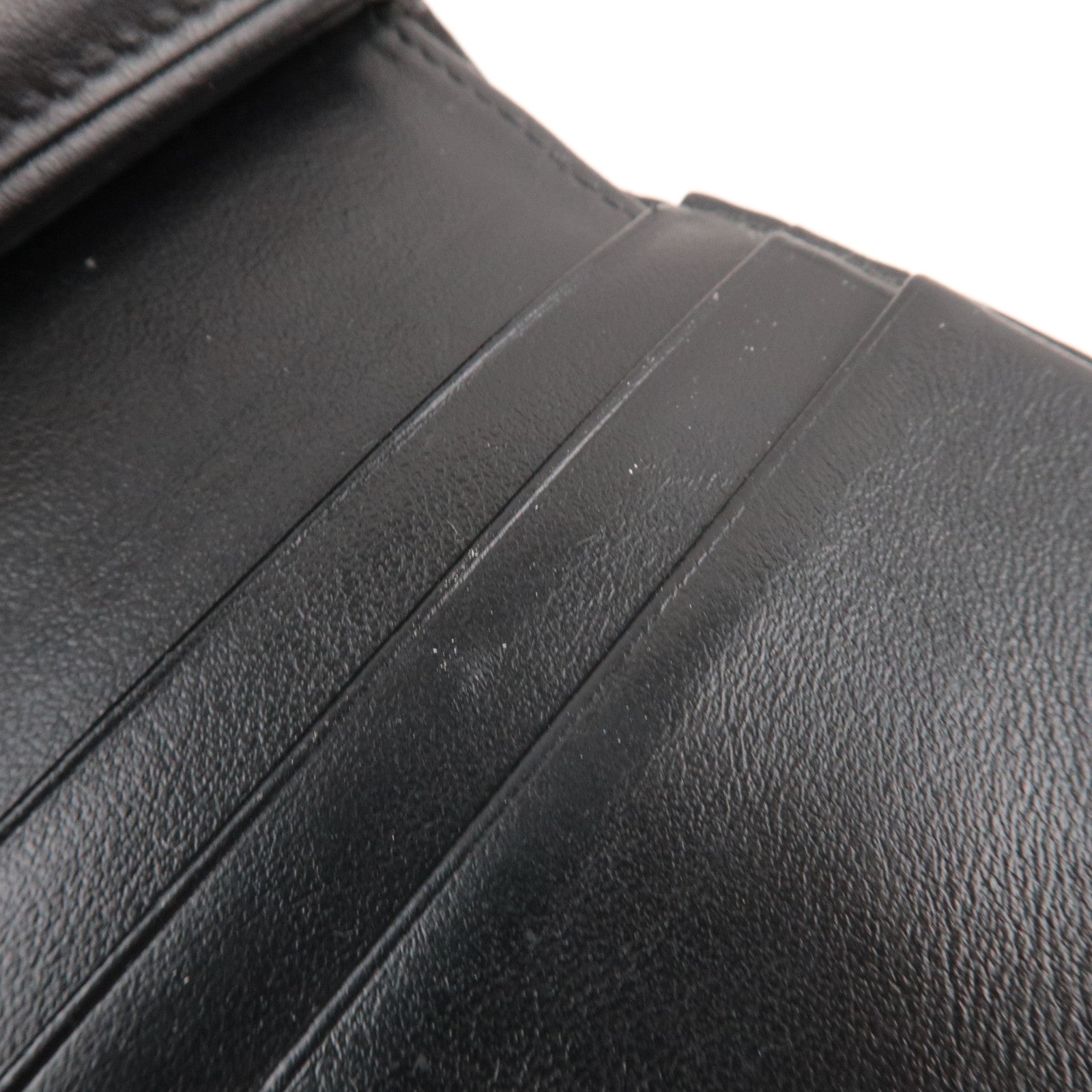 CELINE Triomphe Tri-Fold Wallet Leather Black Gold HDW *Box