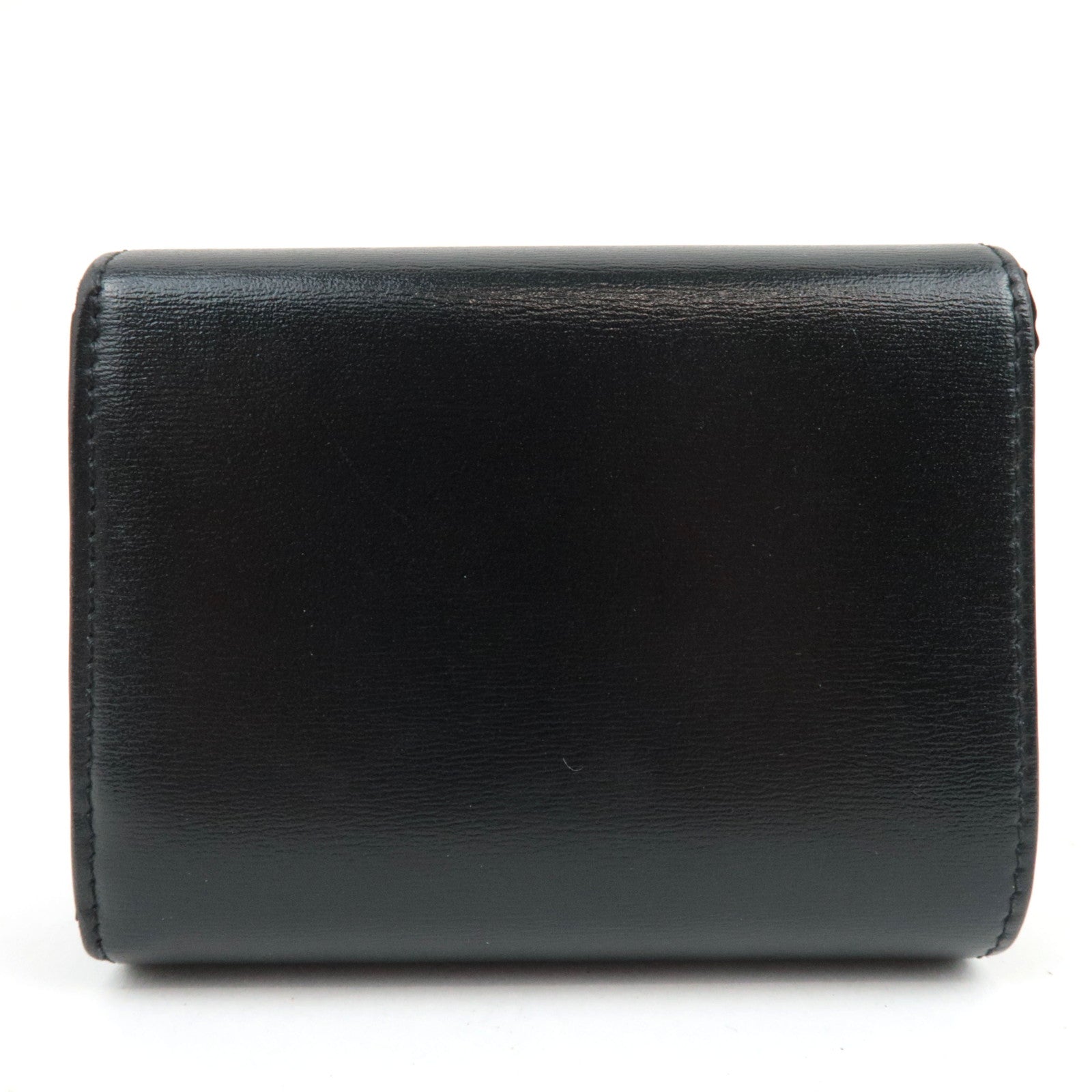 CELINE Triomphe Tri-Fold Wallet Leather Black Gold HDW *Box