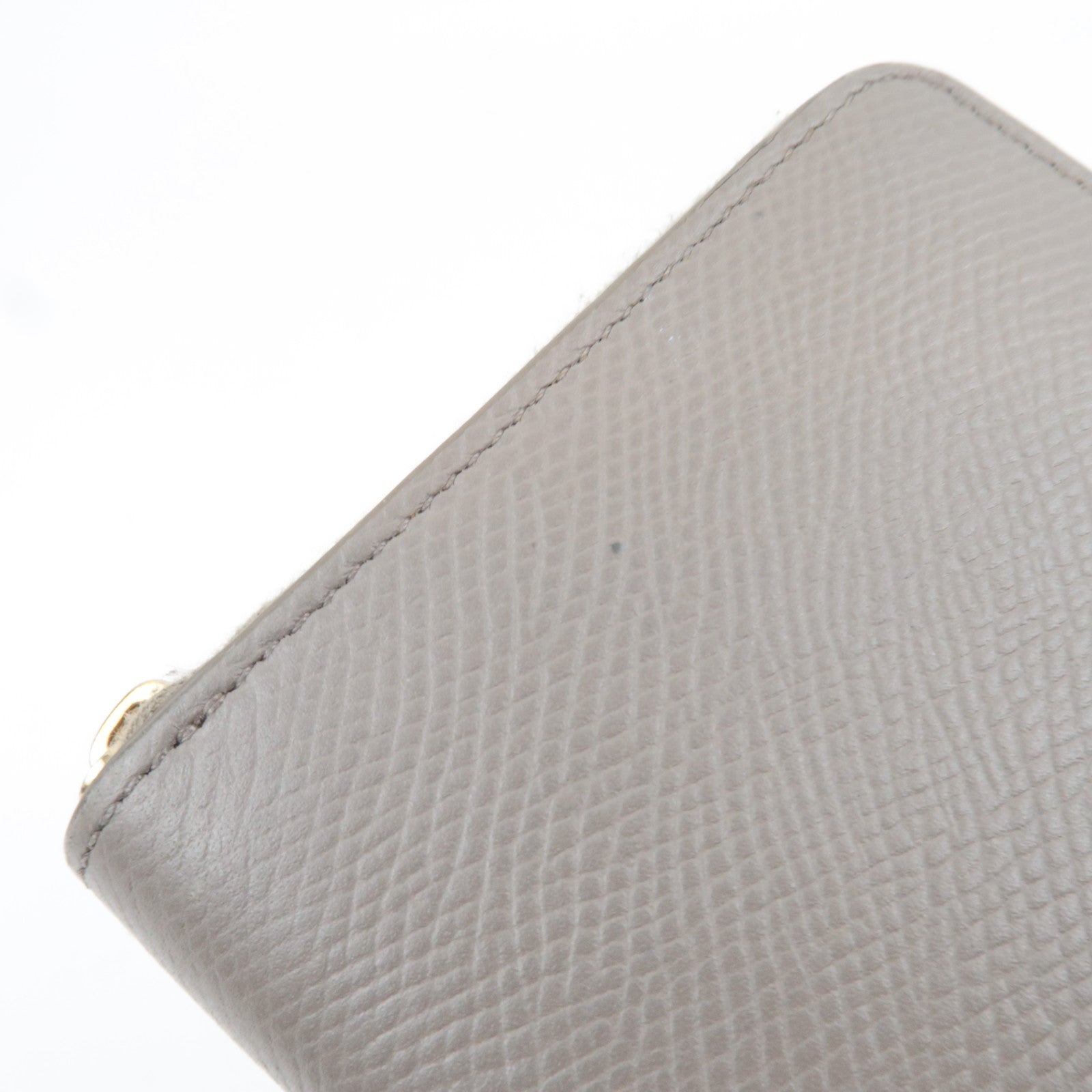 CELINE Round Zipper Long Wallet Leather Greige *Box, Dust bag