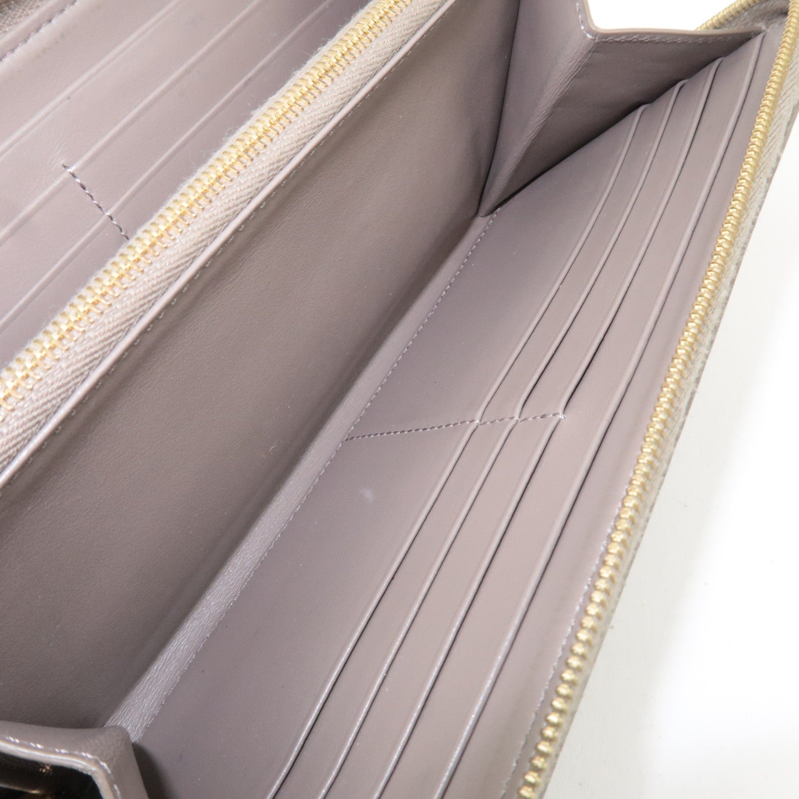 CELINE Round Zipper Long Wallet Leather Greige *Box, Dust bag