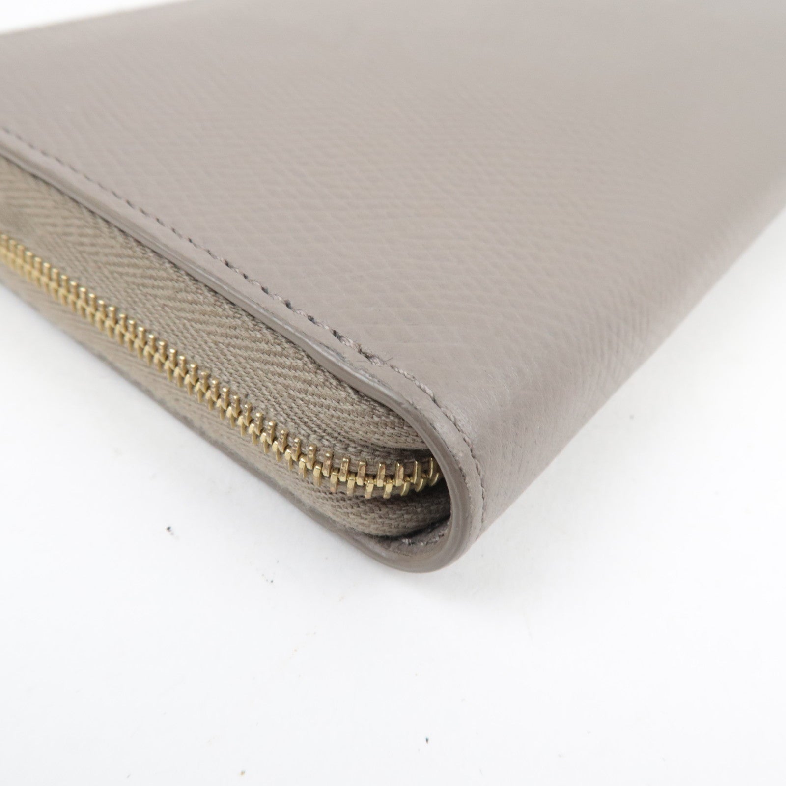 CELINE Round Zipper Long Wallet Leather Greige *Box, Dust bag