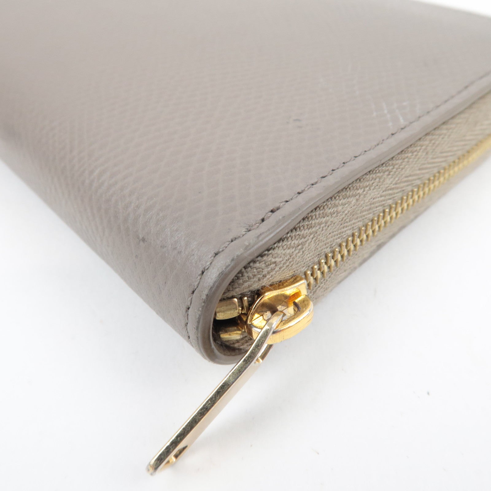 CELINE Round Zipper Long Wallet Leather Greige *Box, Dust bag