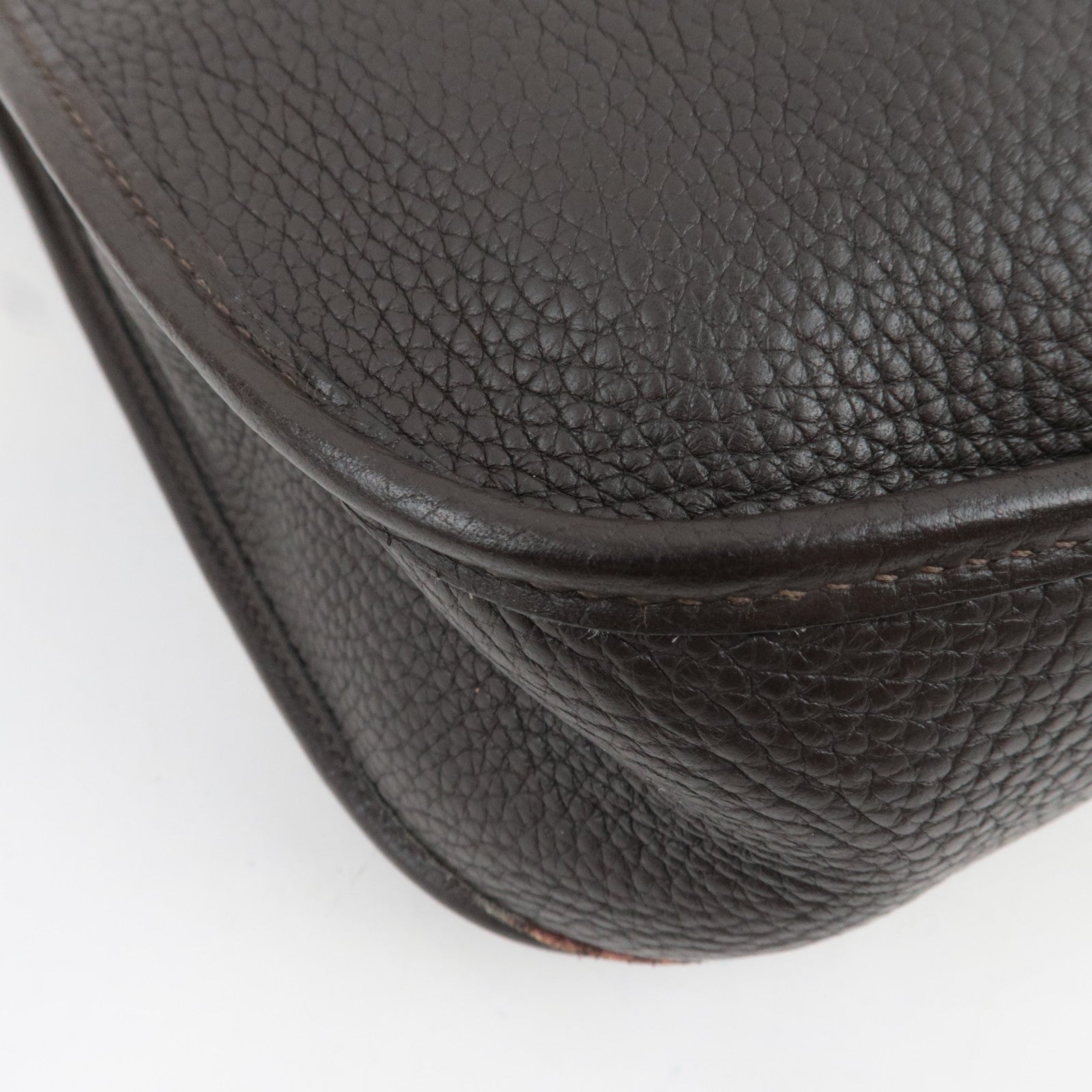 HERMES Evelyne 1GM Shoulder Bag □H Stamp (2004) Taurillon Clemence Brown Gold HDW