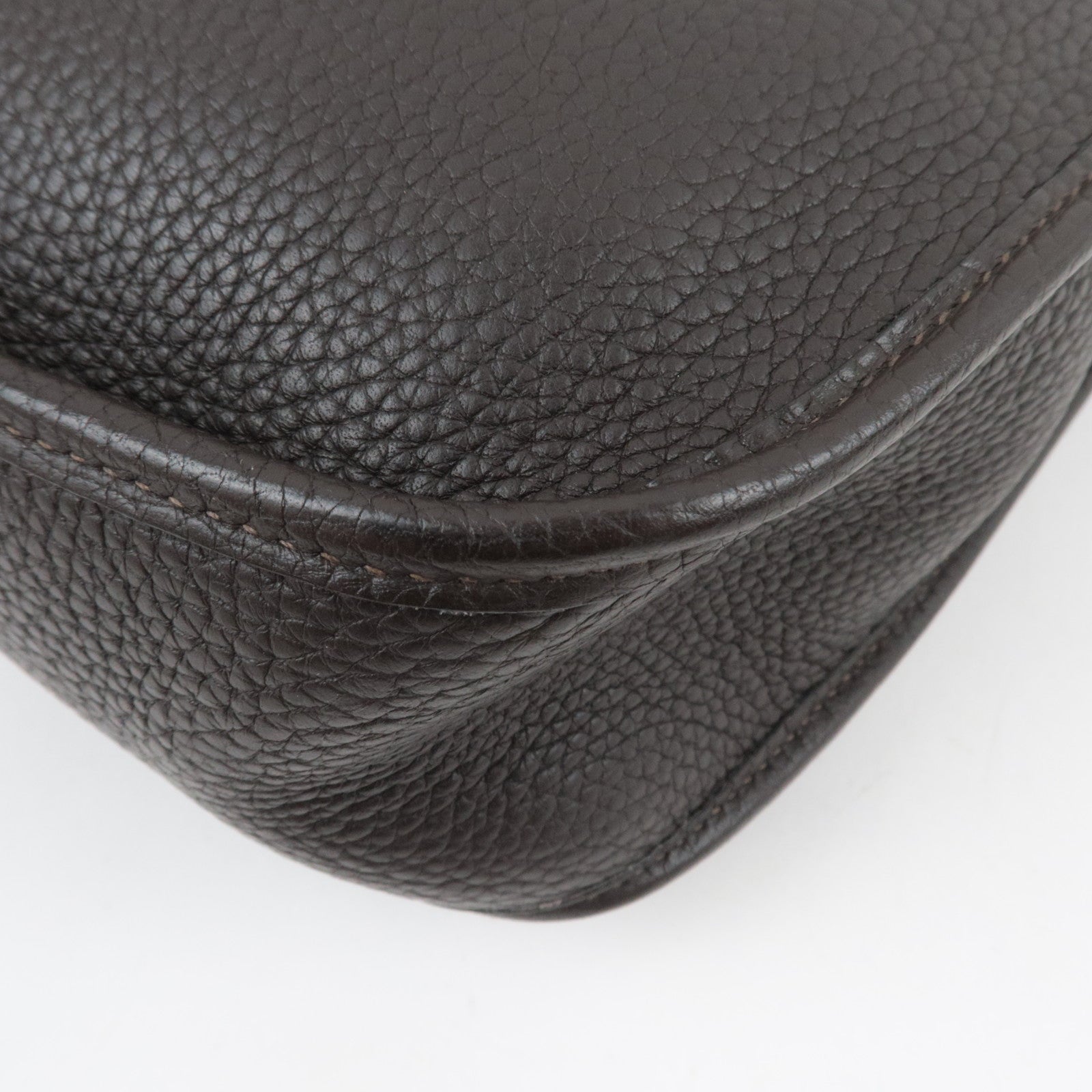 HERMES Evelyne 1GM Shoulder Bag □H Stamp (2004) Taurillon Clemence Brown Gold HDW