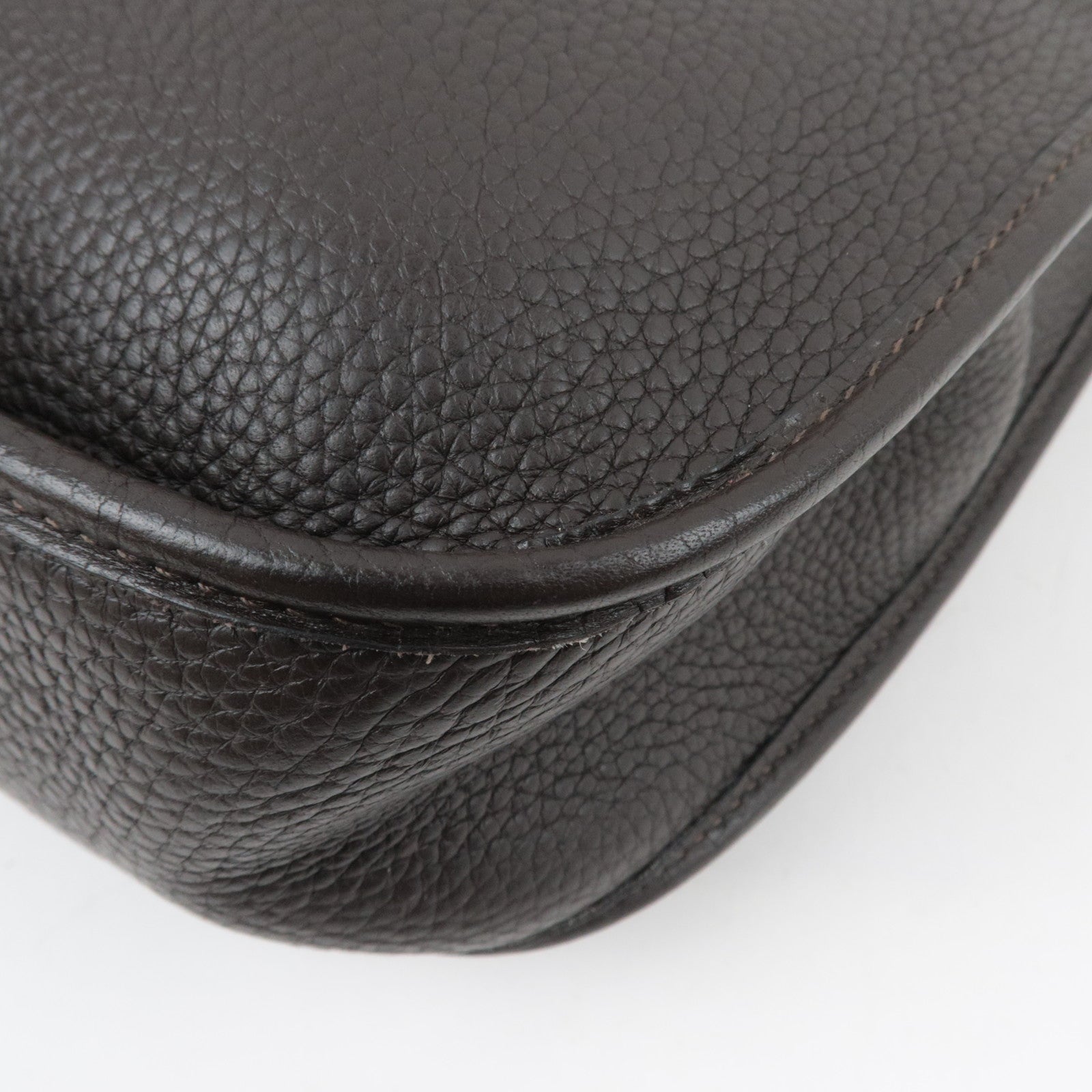 HERMES Evelyne 1GM Shoulder Bag □H Stamp (2004) Taurillon Clemence Brown Gold HDW