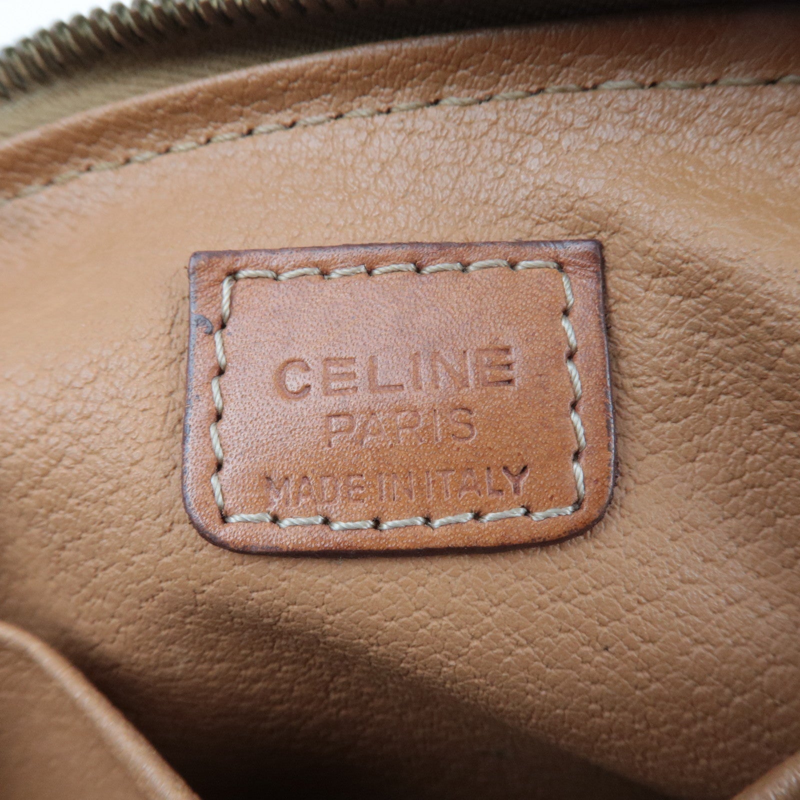CELINE Macadam Cosmetic Pouch PVC Leather Brown
