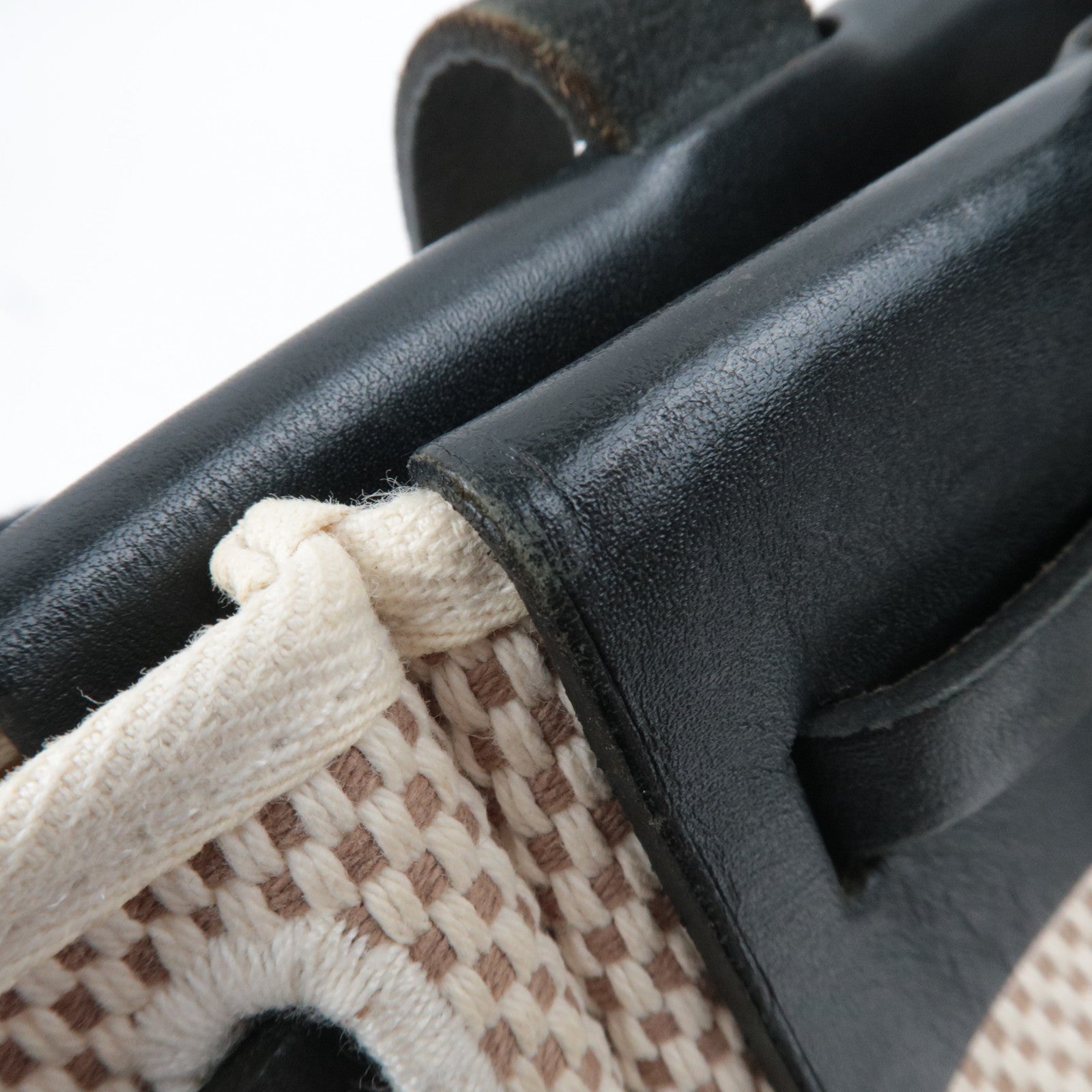 HERMES Her Bag Cabas PM □H Stamp (2004) Canvas Leather Beige Black *Spare bag