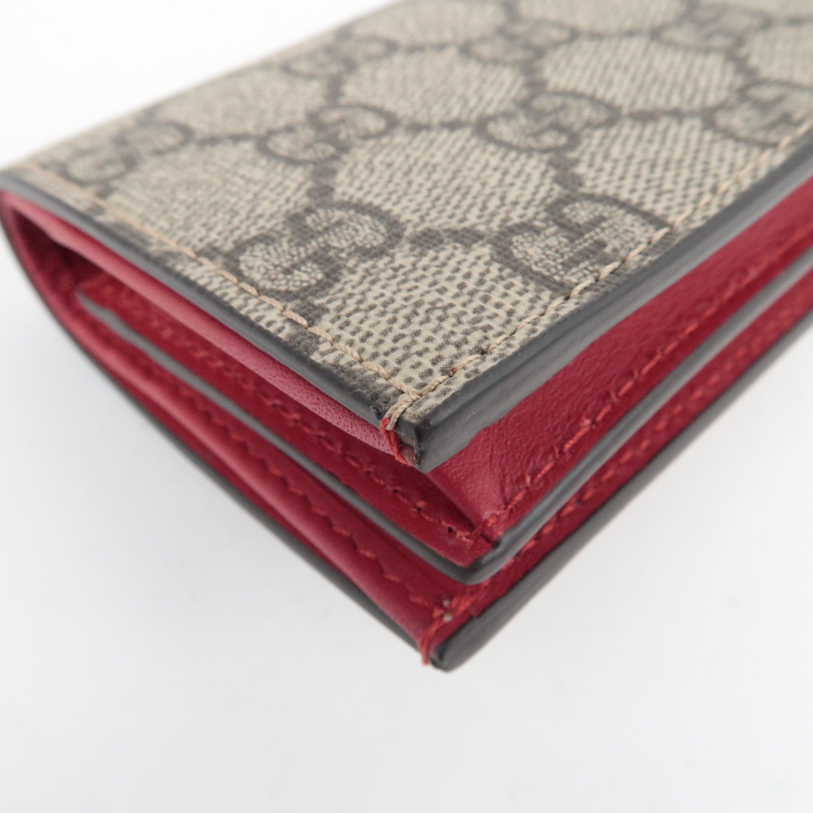 GUCCI GG Supreme Cherry Bifold Wallet Beige Red 476050 *Box, Dust bag