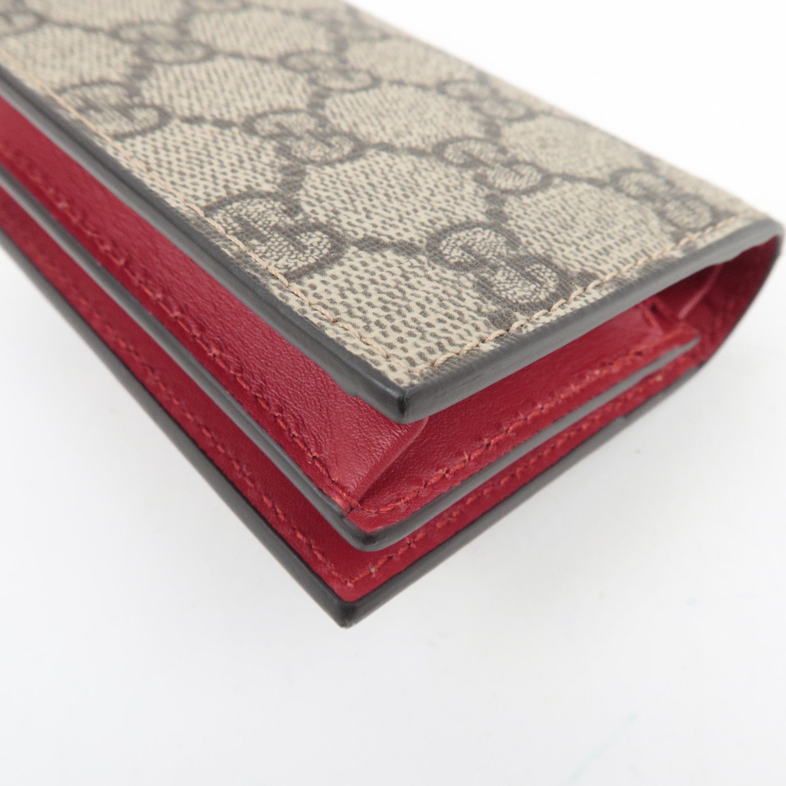 GUCCI GG Supreme Cherry Bifold Wallet Beige Red 476050 *Box, Dust bag