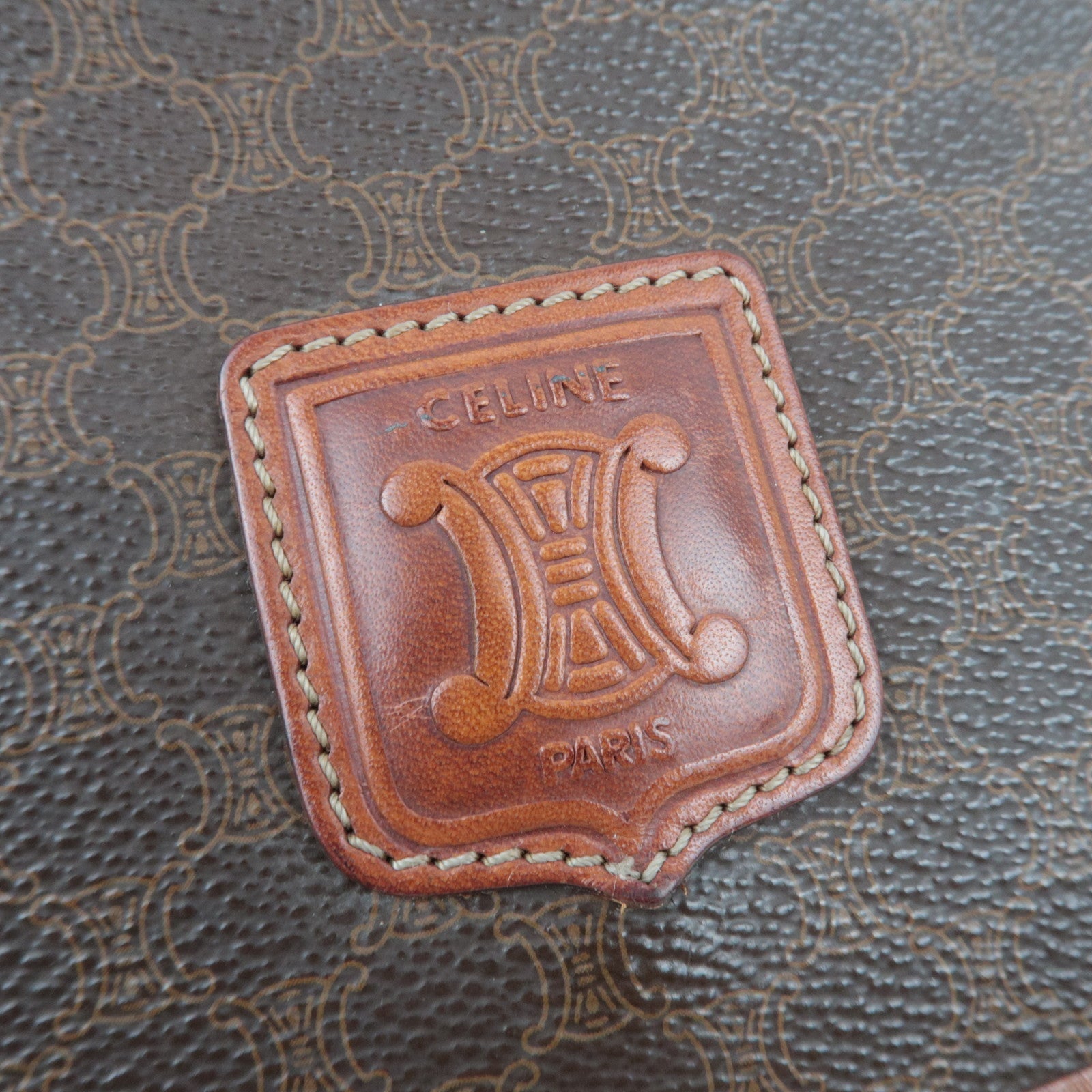 CELINE Macadam Shoulder Bag PVC Leather Brown