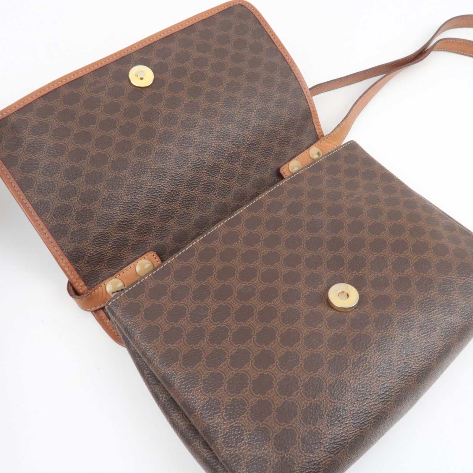 CELINE Macadam Shoulder Bag PVC Leather Brown