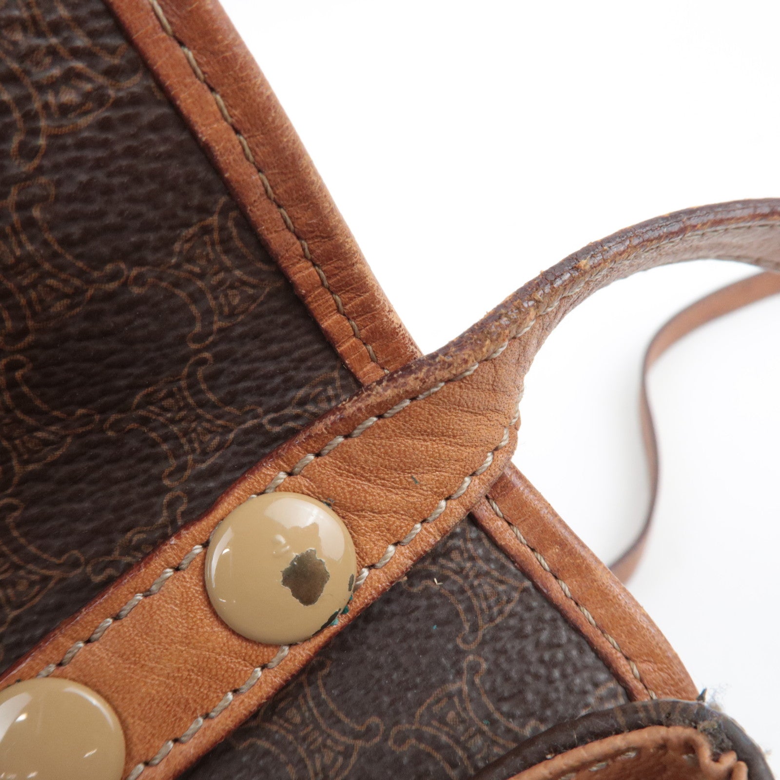 CELINE Macadam Shoulder Bag PVC Leather Brown