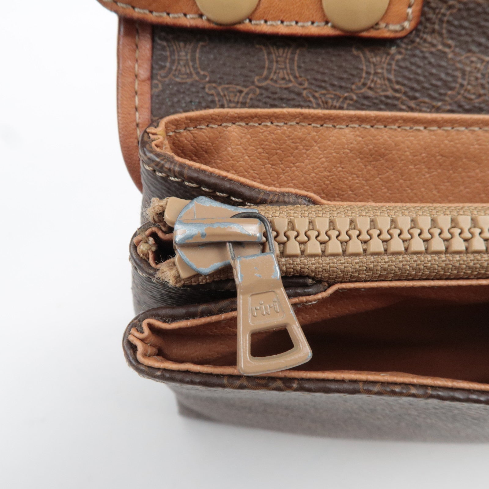 CELINE Macadam Shoulder Bag PVC Leather Brown