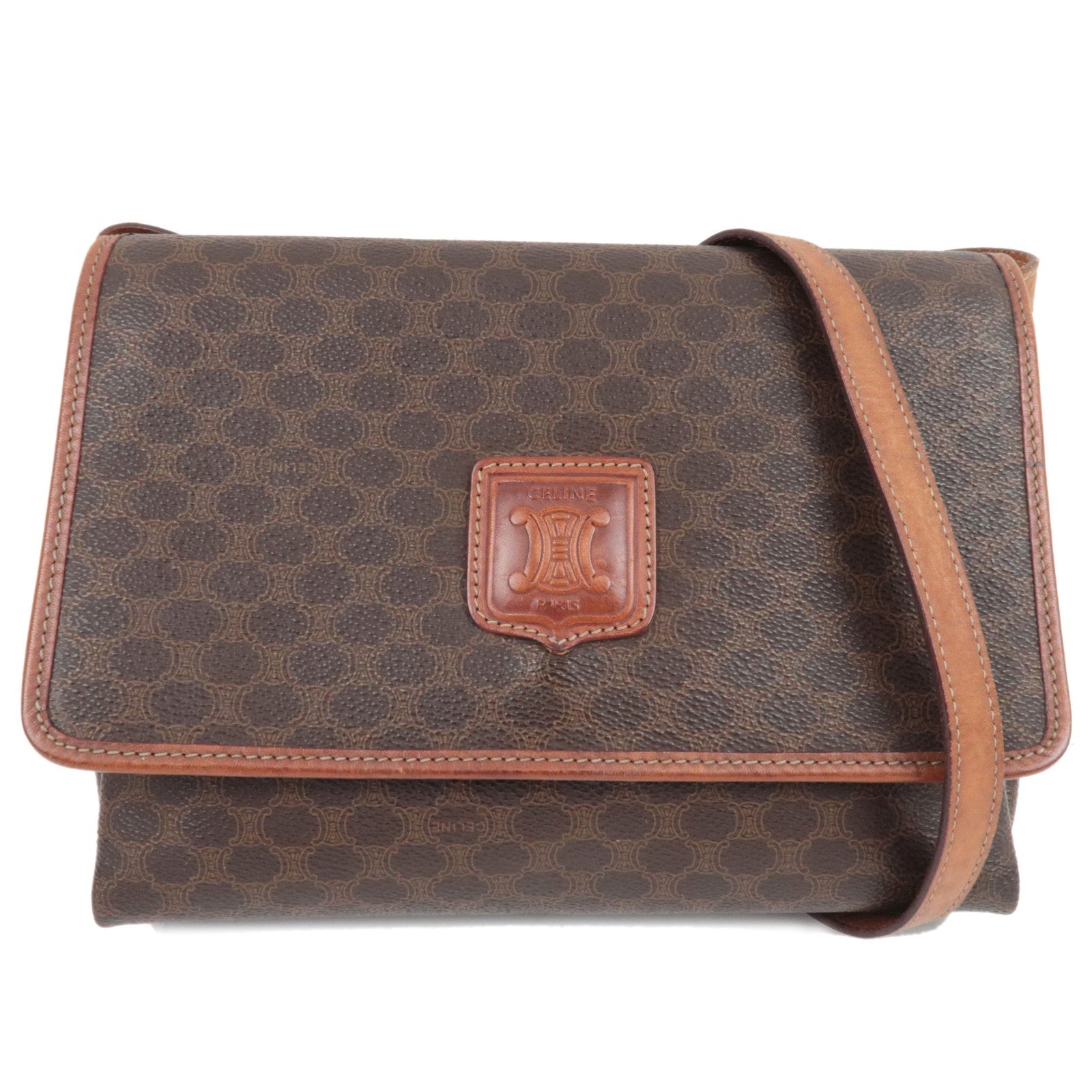 CELINE Macadam Shoulder Bag PVC Leather Brown81269