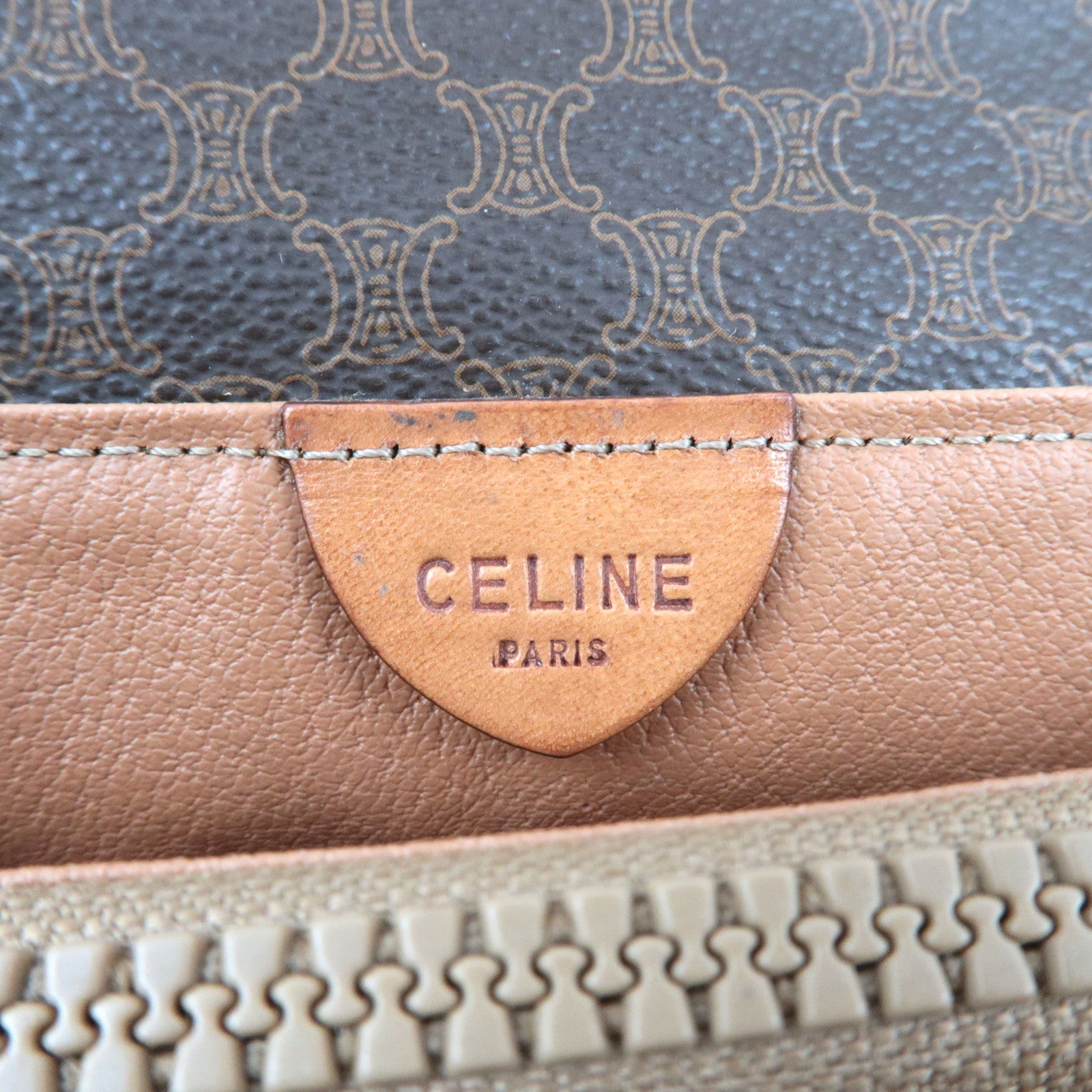 CELINE Macadam Shoulder Bag PVC Leather Brown