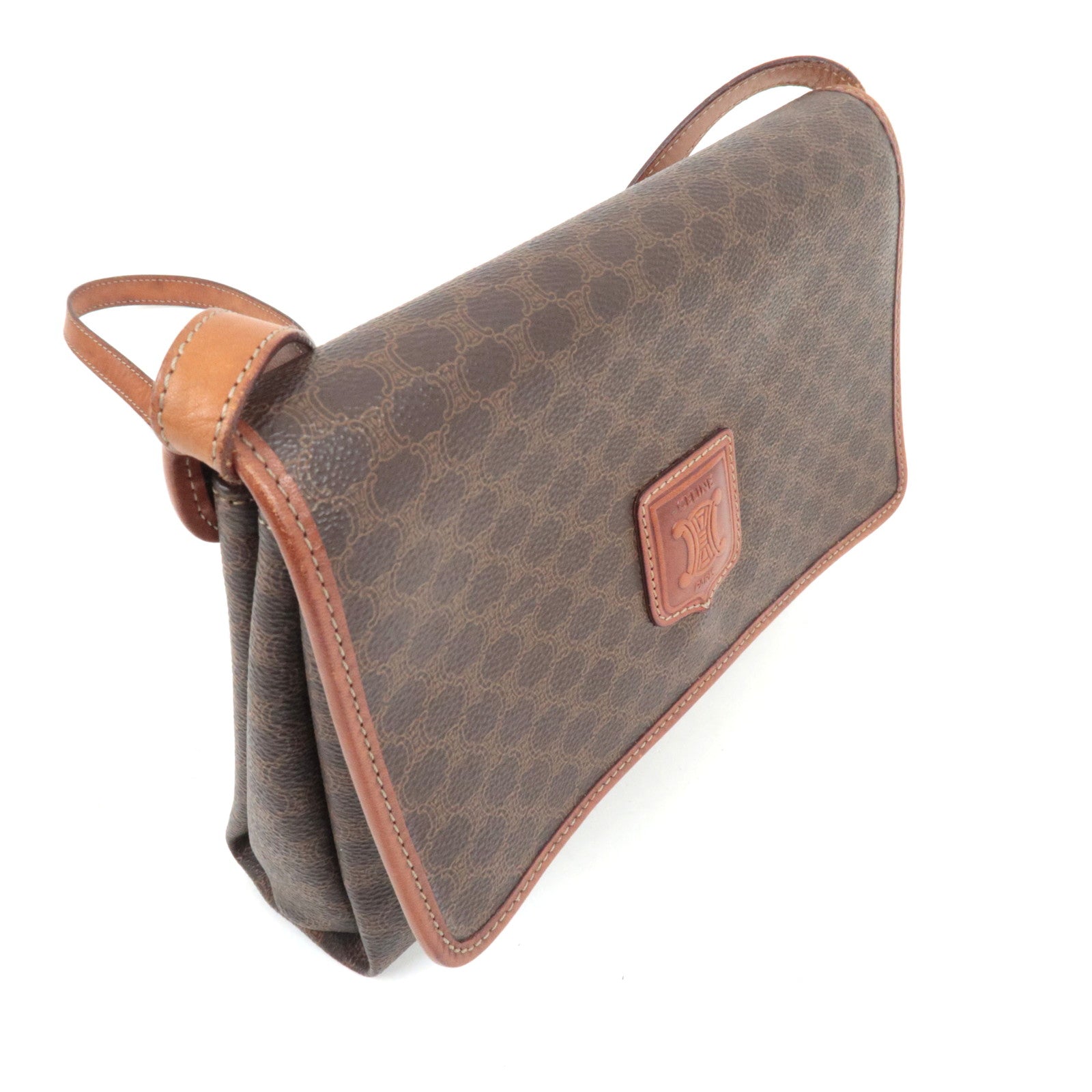 CELINE Macadam Shoulder Bag PVC Leather Brown