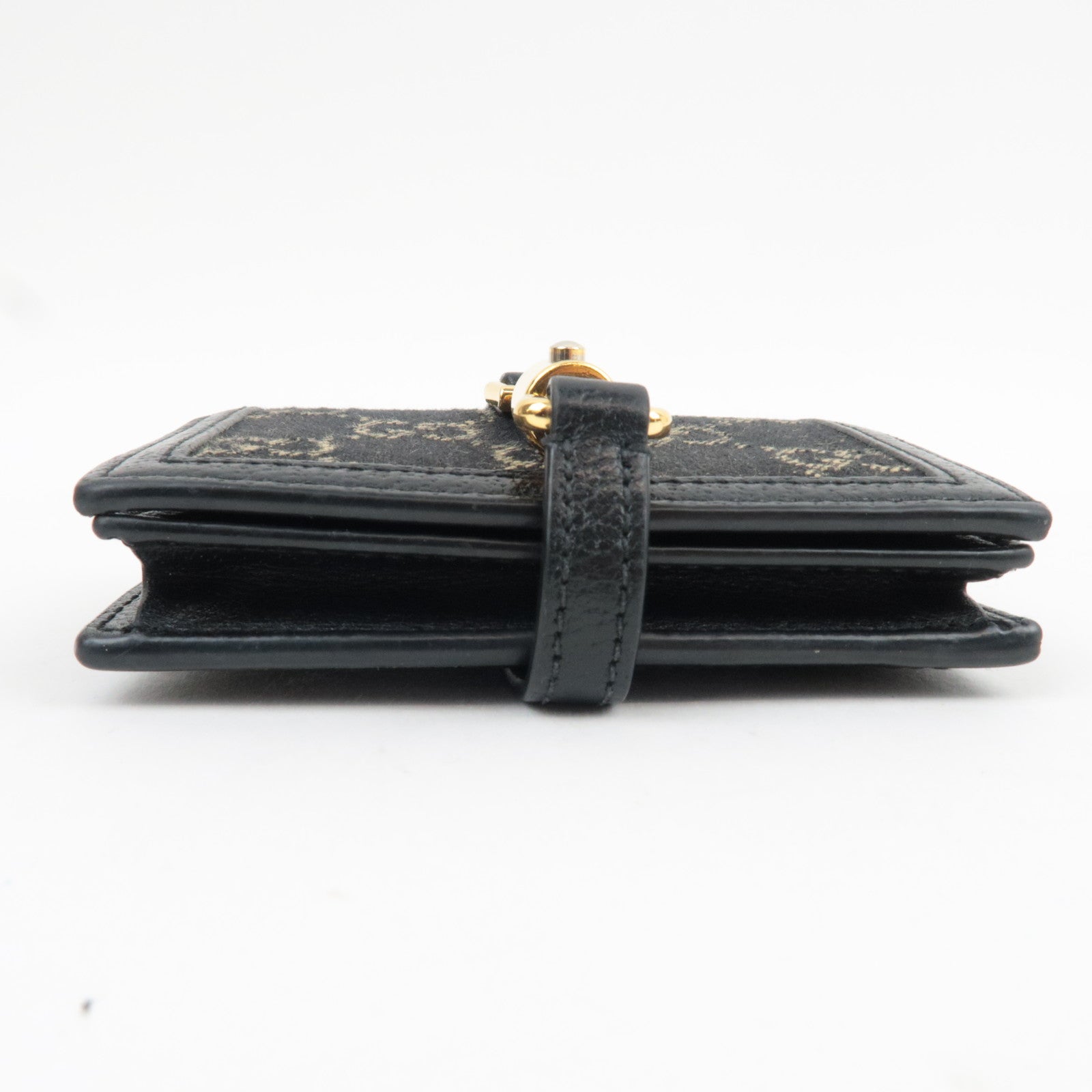 GUCCI New Jackie Bifold Wallet GG Denim Leather Black 645536