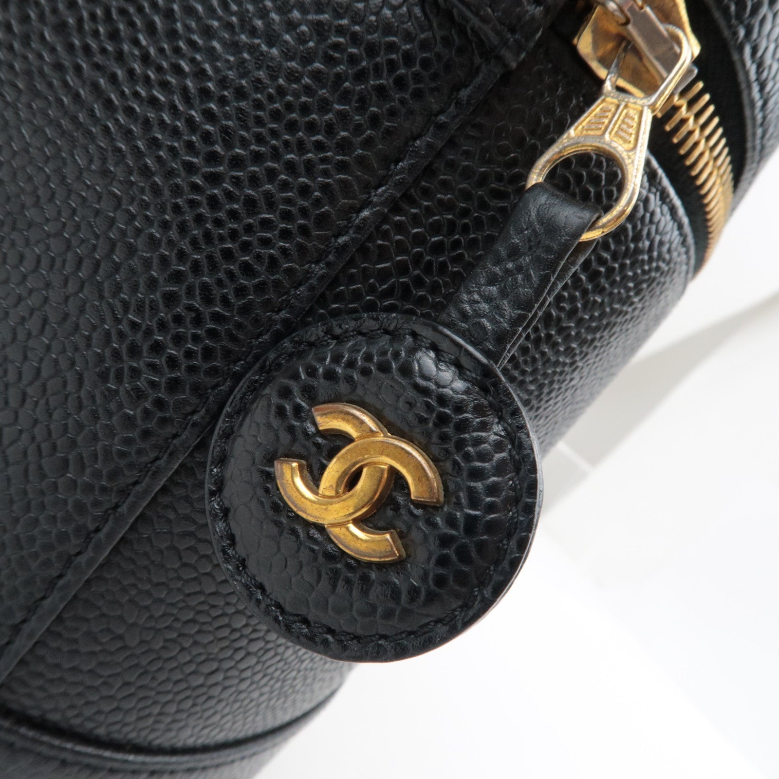 CHANEL Coco Mark Vanity Bag Caviarskin Black Gold HDW A01998 5997207