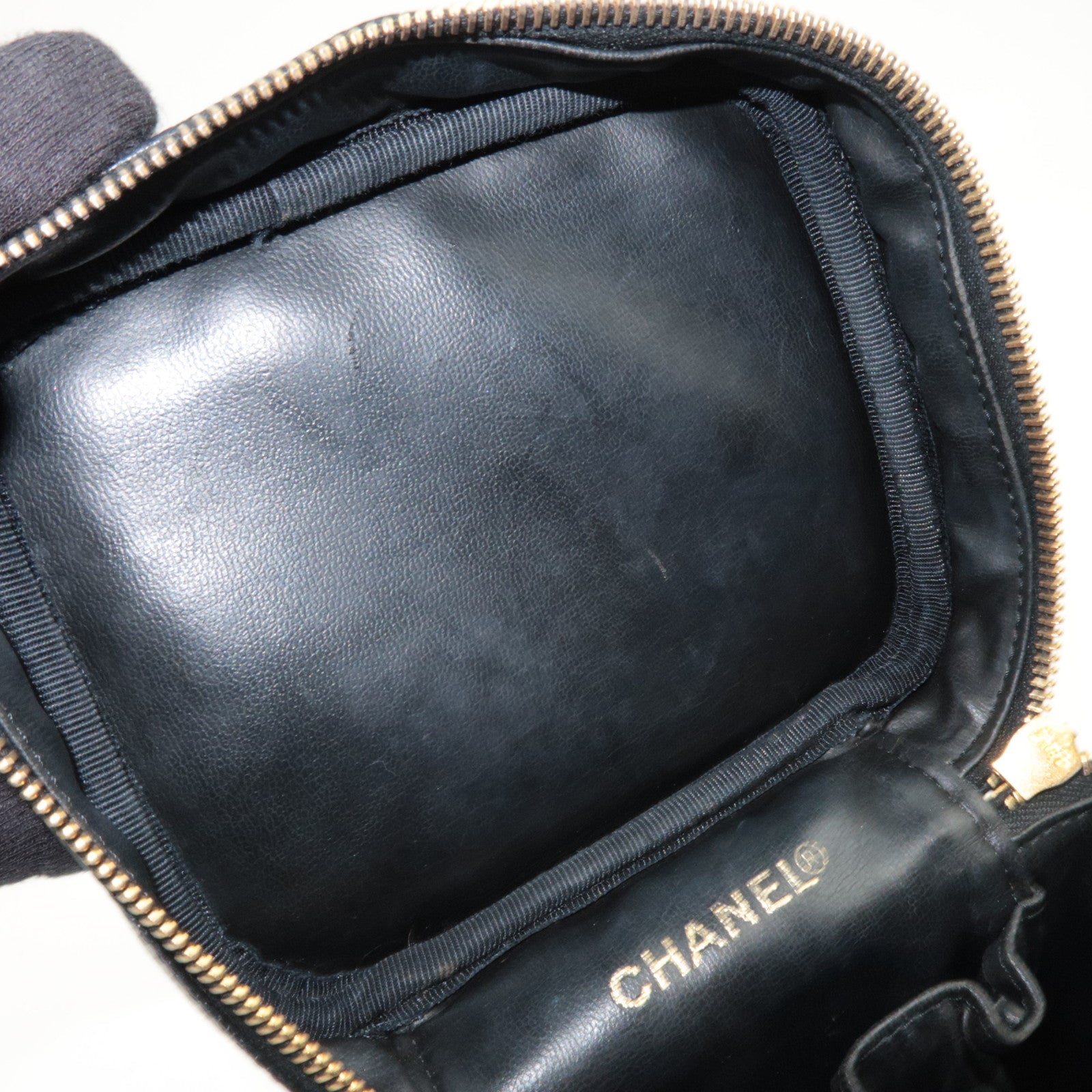 CHANEL Coco Mark Vanity Bag Caviarskin Black Gold HDW A01998 5997207