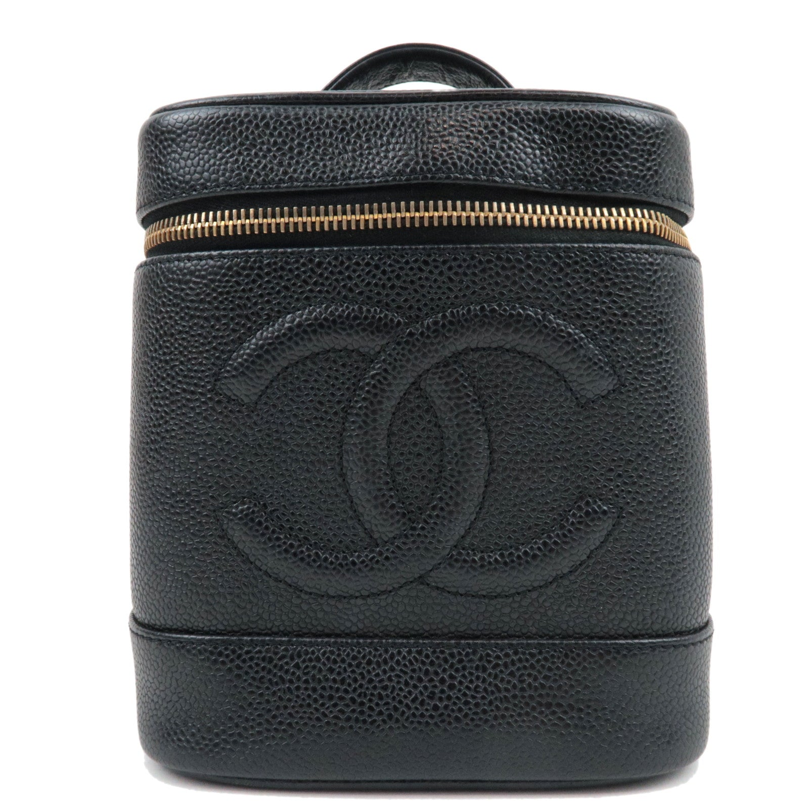 CHANEL Coco Mark Vanity Bag Caviarskin Black Gold HDW A01998 599720781345