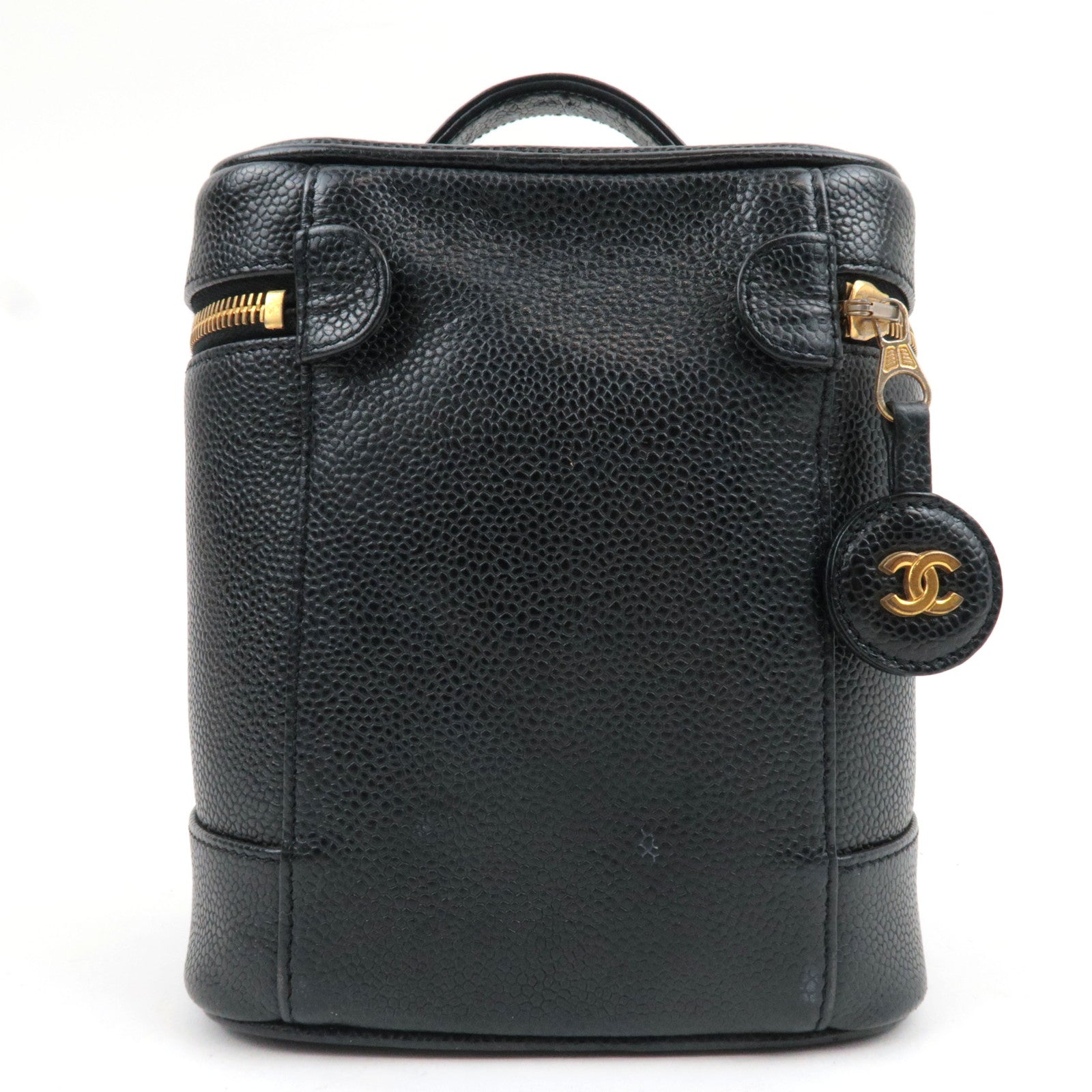 CHANEL Coco Mark Vanity Bag Caviarskin Black Gold HDW A01998 5997207