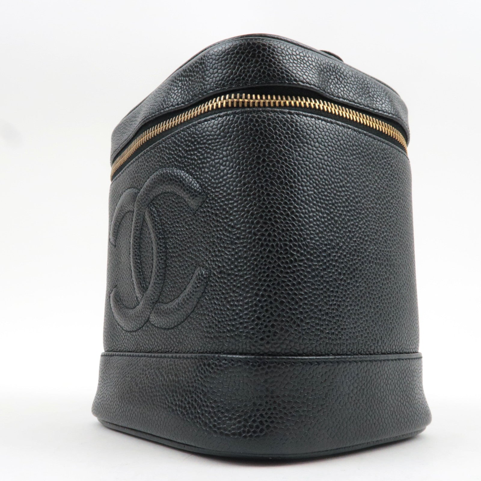 CHANEL Coco Mark Vanity Bag Caviarskin Black Gold HDW A01998 5997207