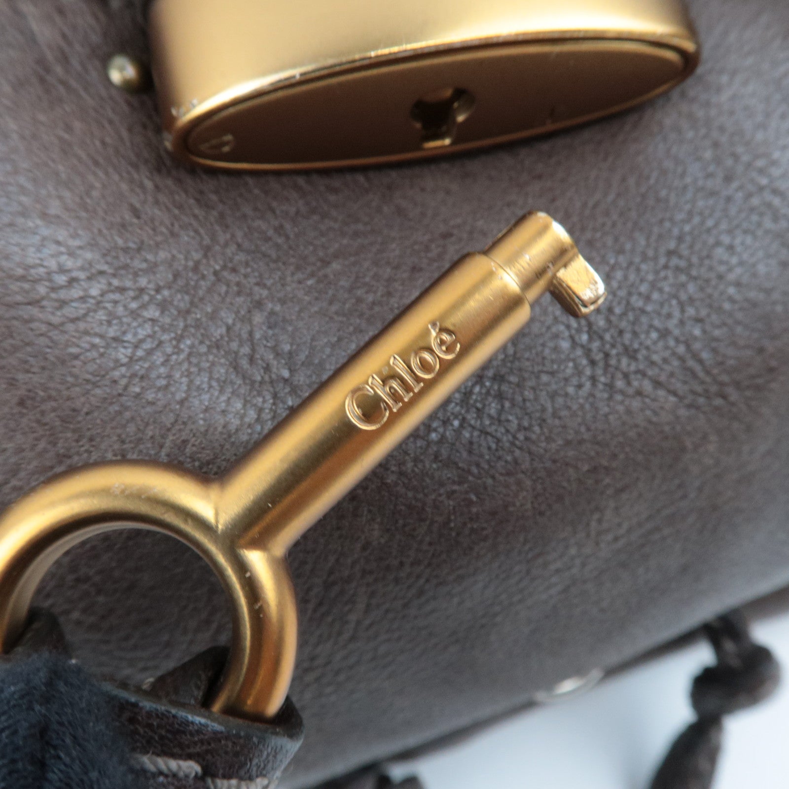 Chloe Paddington Large Double Zipper Bowling Handbag Leather Brown *Key Lock