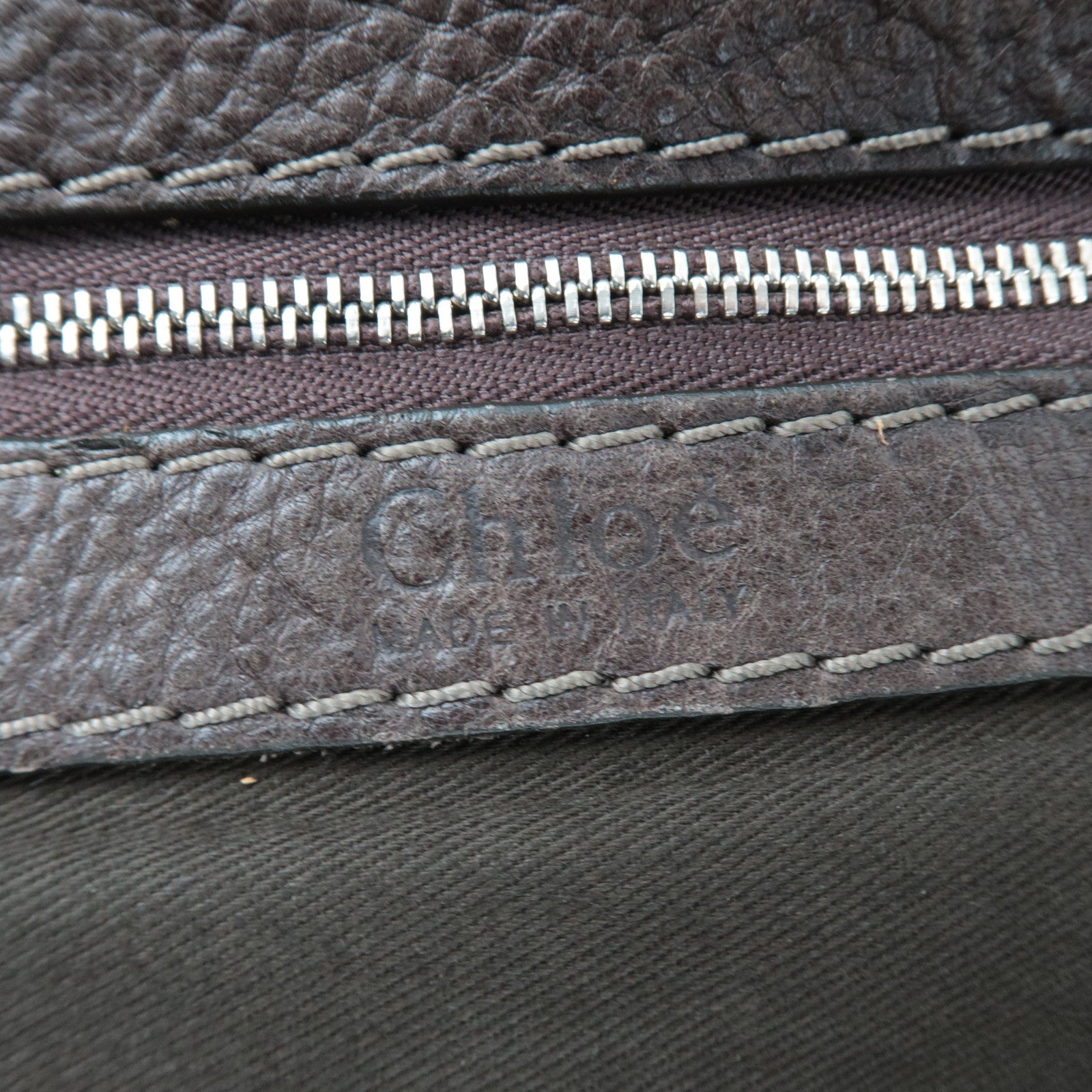 Chloe Paddington Large Double Zipper Bowling Handbag Leather Brown *Key Lock