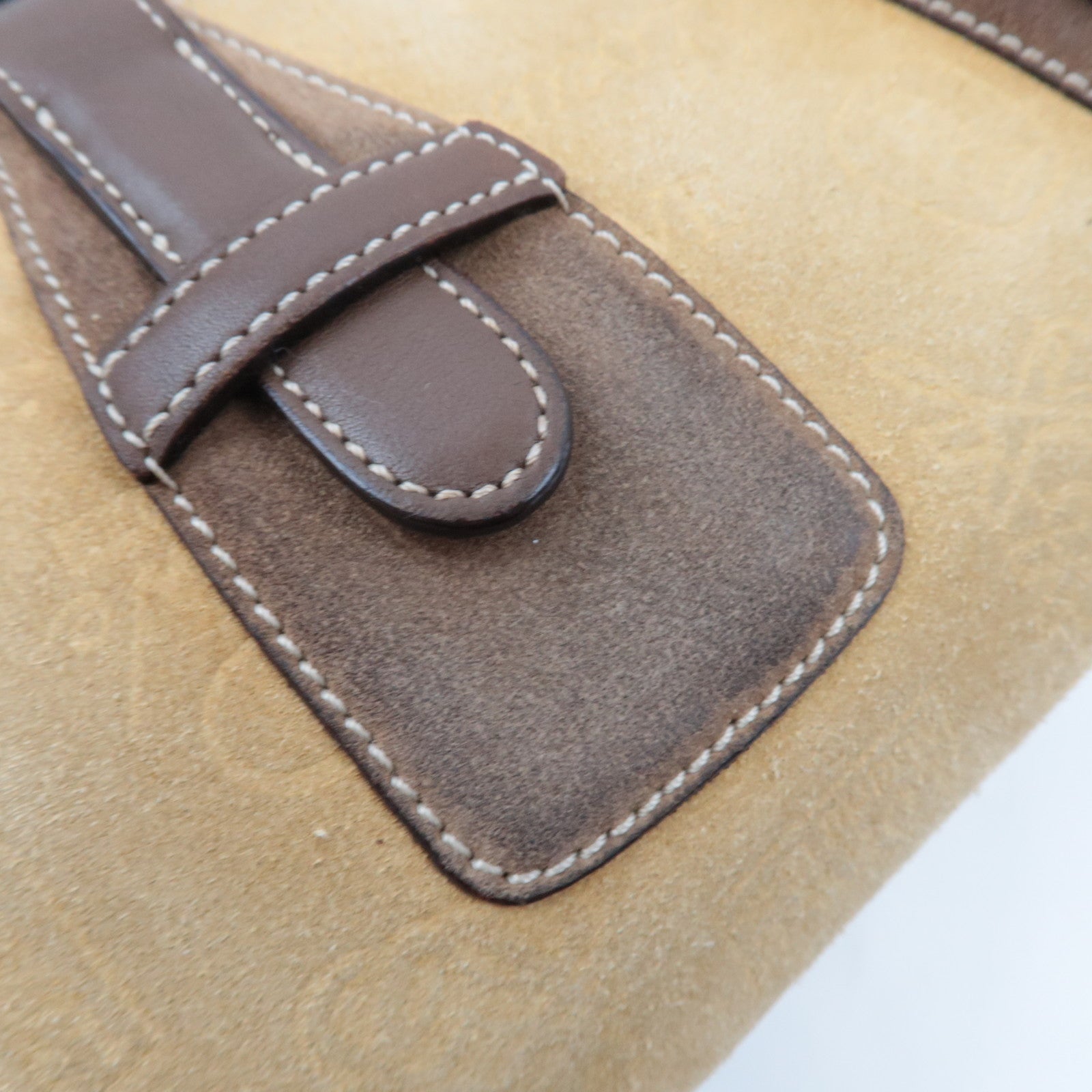 LOEWE 160th Anniversary Pins Bag Suede Leather Brown Beige