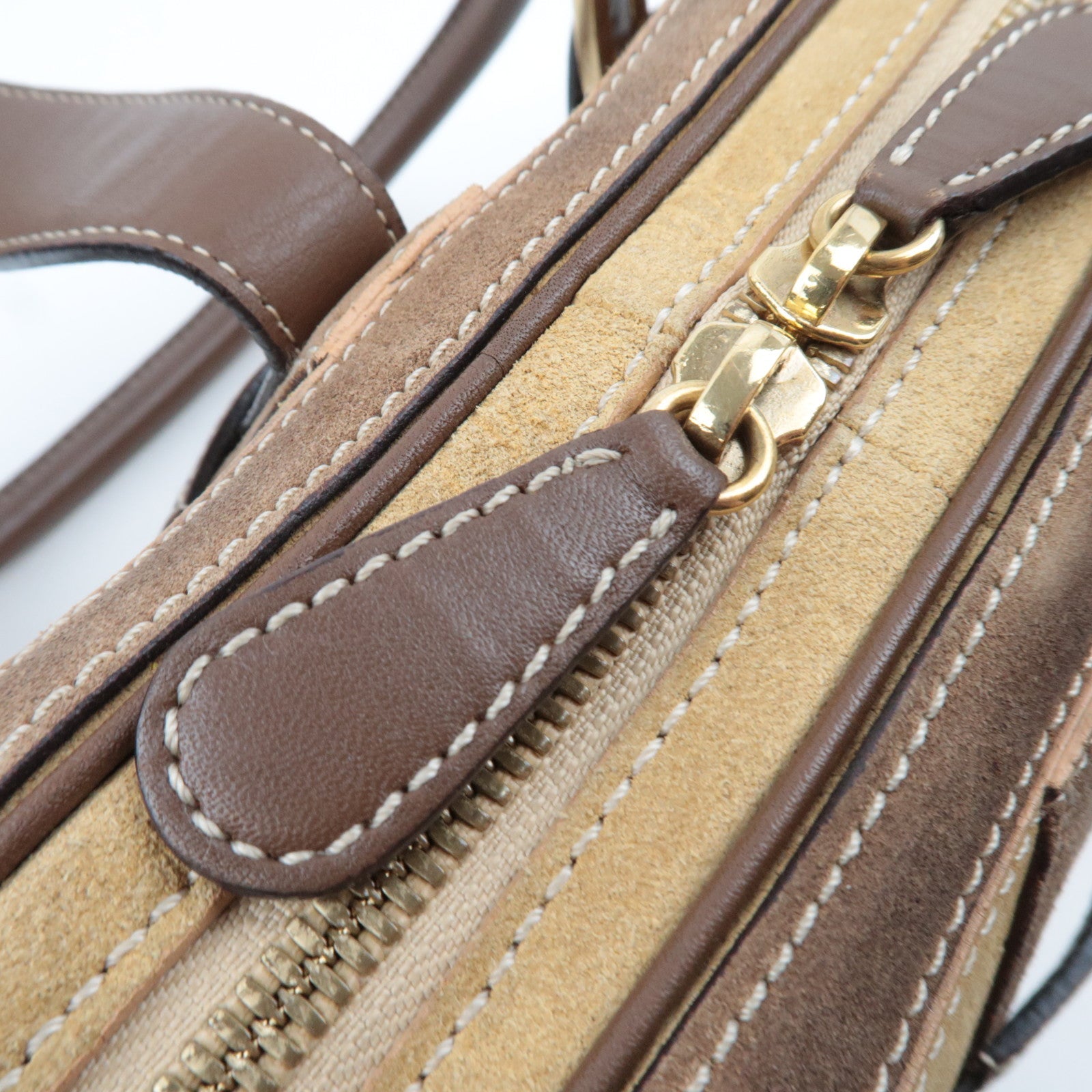 LOEWE 160th Anniversary Pins Bag Suede Leather Brown Beige