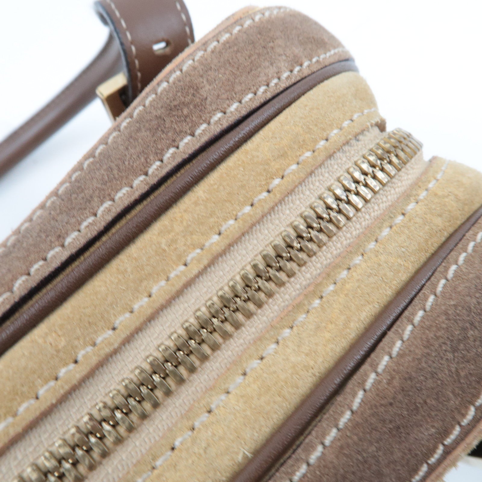 LOEWE 160th Anniversary Pins Bag Suede Leather Brown Beige