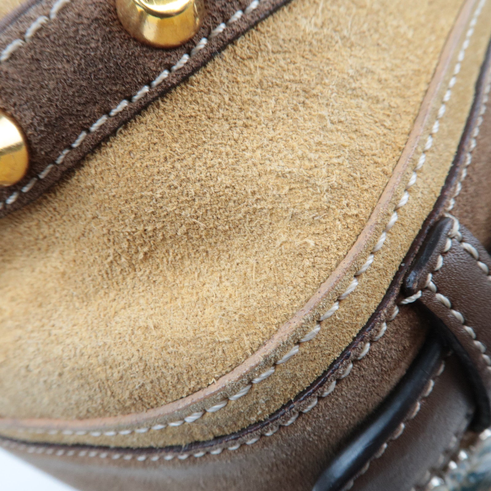 LOEWE 160th Anniversary Pins Bag Suede Leather Brown Beige