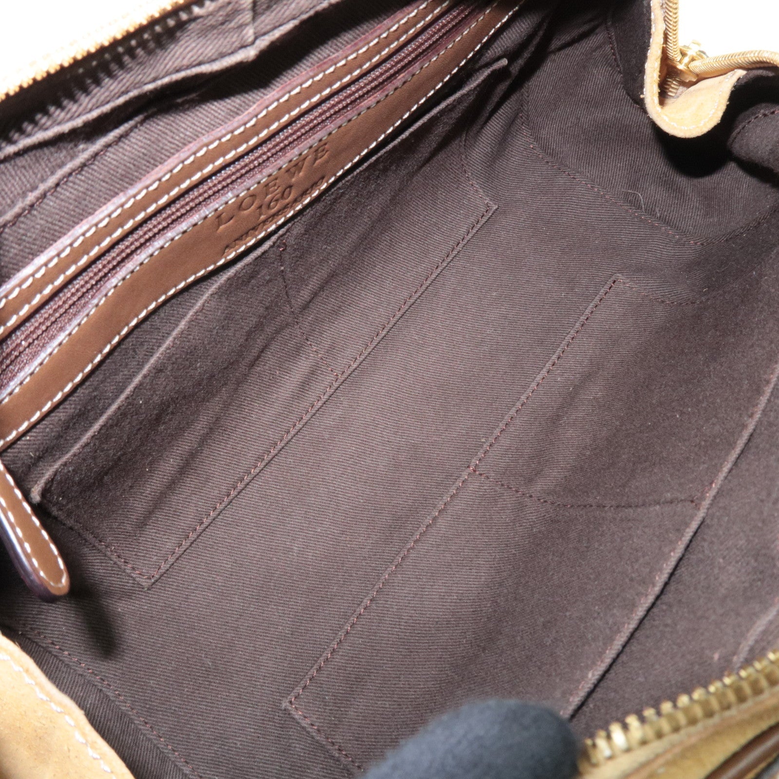 LOEWE 160th Anniversary Pins Bag Suede Leather Brown Beige