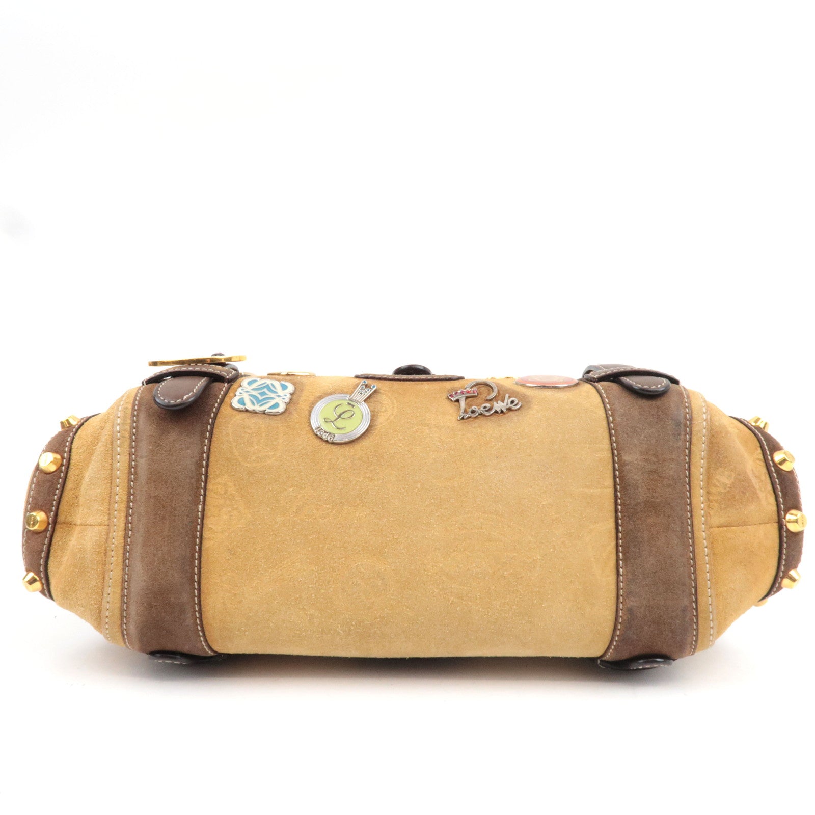 LOEWE 160th Anniversary Pins Bag Suede Leather Brown Beige
