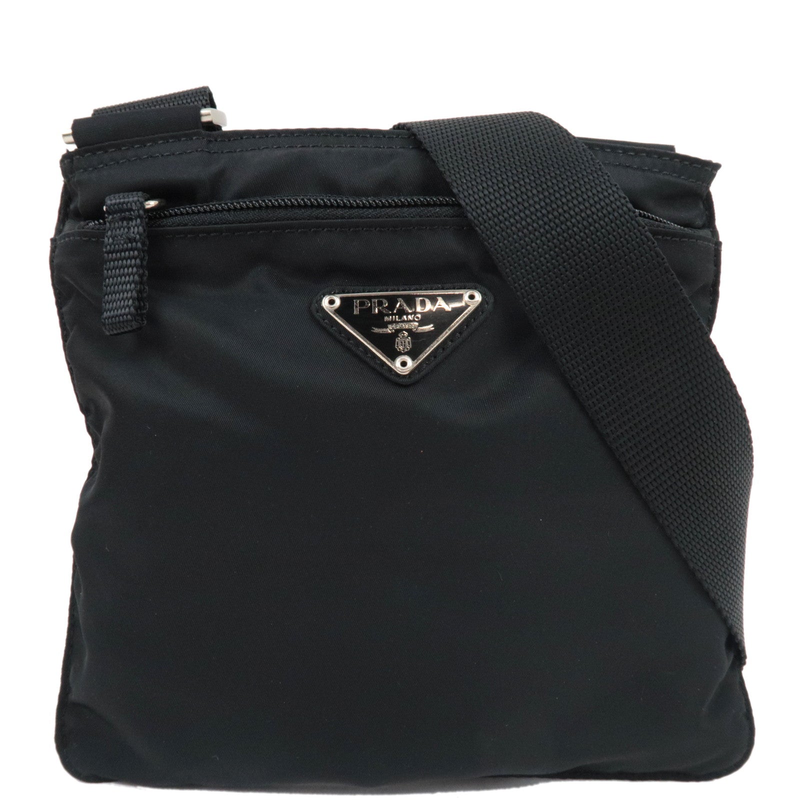 PRADA Logo Shoulder Bag Nylon Black B7372 *G card81389