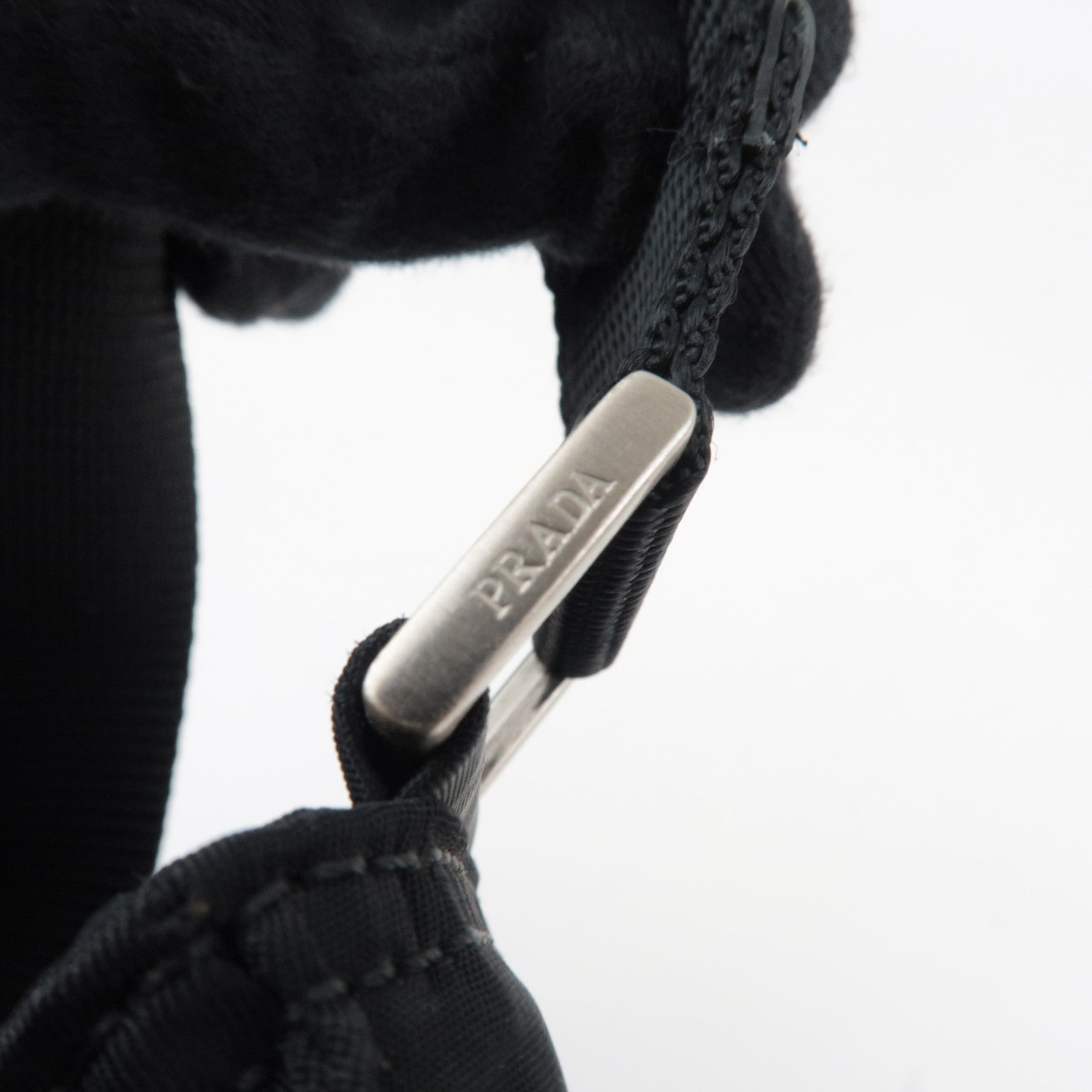 PRADA Logo Shoulder Bag Nylon Black B7372 *G card